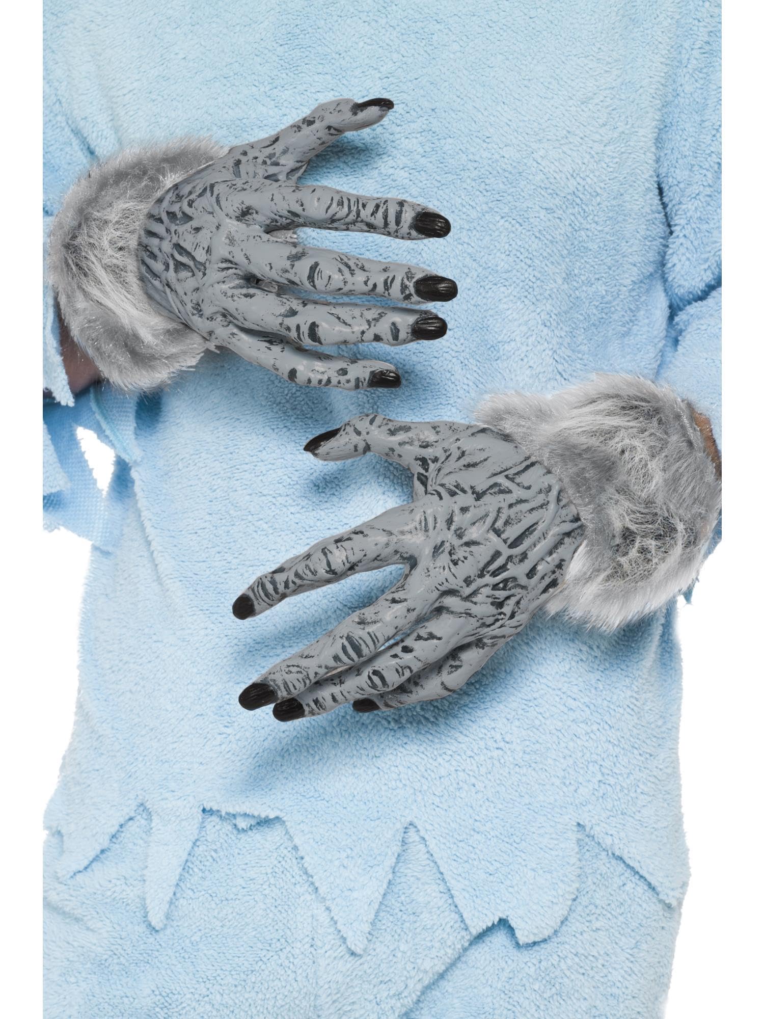 Smiffys Werewolf Furry Hands, Grey PVC, Halloween Fancy Dress Accessory, Halloween Fancy Dress Accessories Dress Up Masks