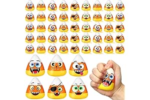 Meooeck 50 Pcs Candy Corn Squishy Halloween Party Favors Candy Stretchy Ball with Emotion