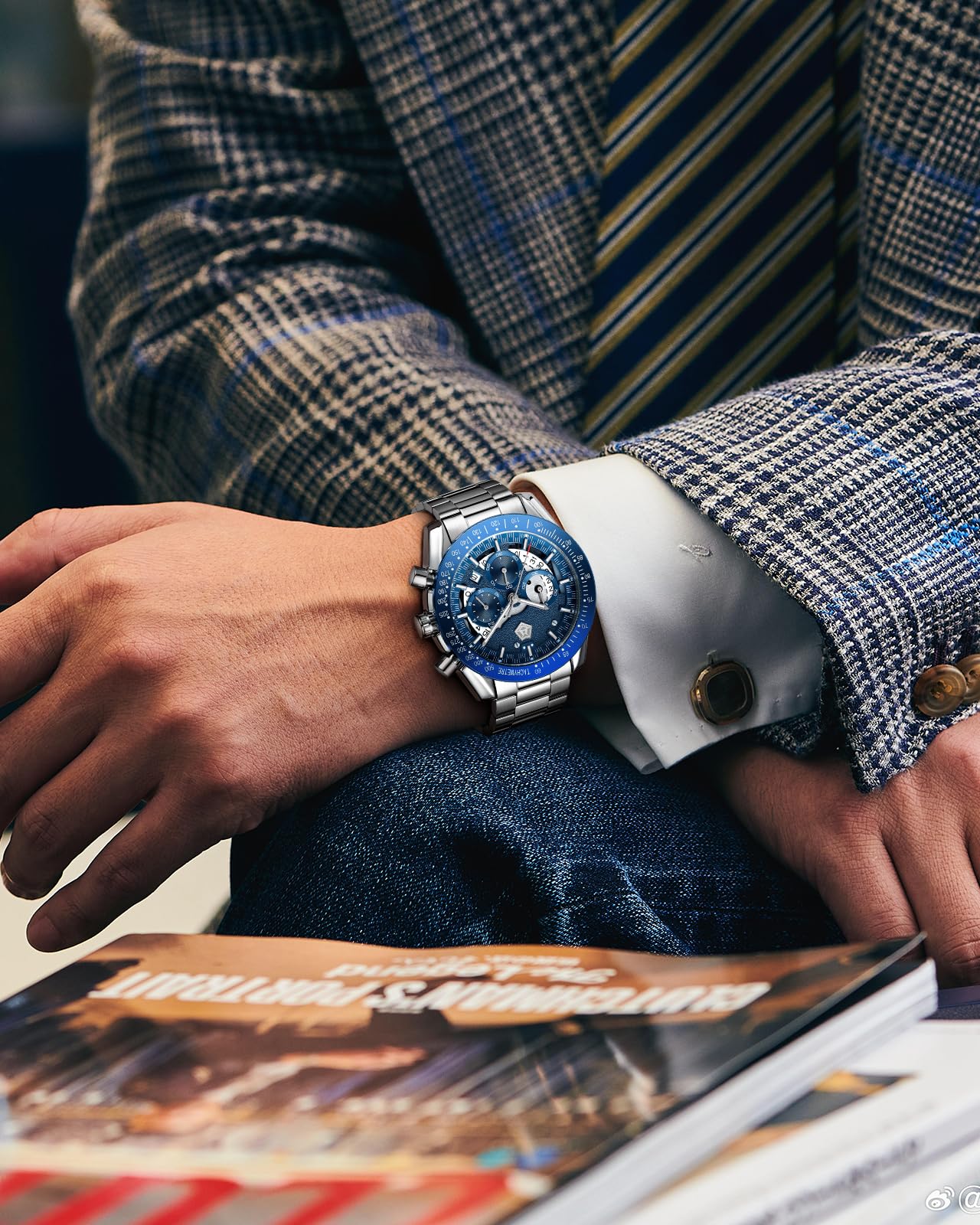 MEGALITH Armbanduhr Herren Edelstahl Herrenuhr Groß Uhren Herren Chronograph Analog Quarz Männer Uhr Kleid Wasserdicht 3ATM mit Kalender Business Casual