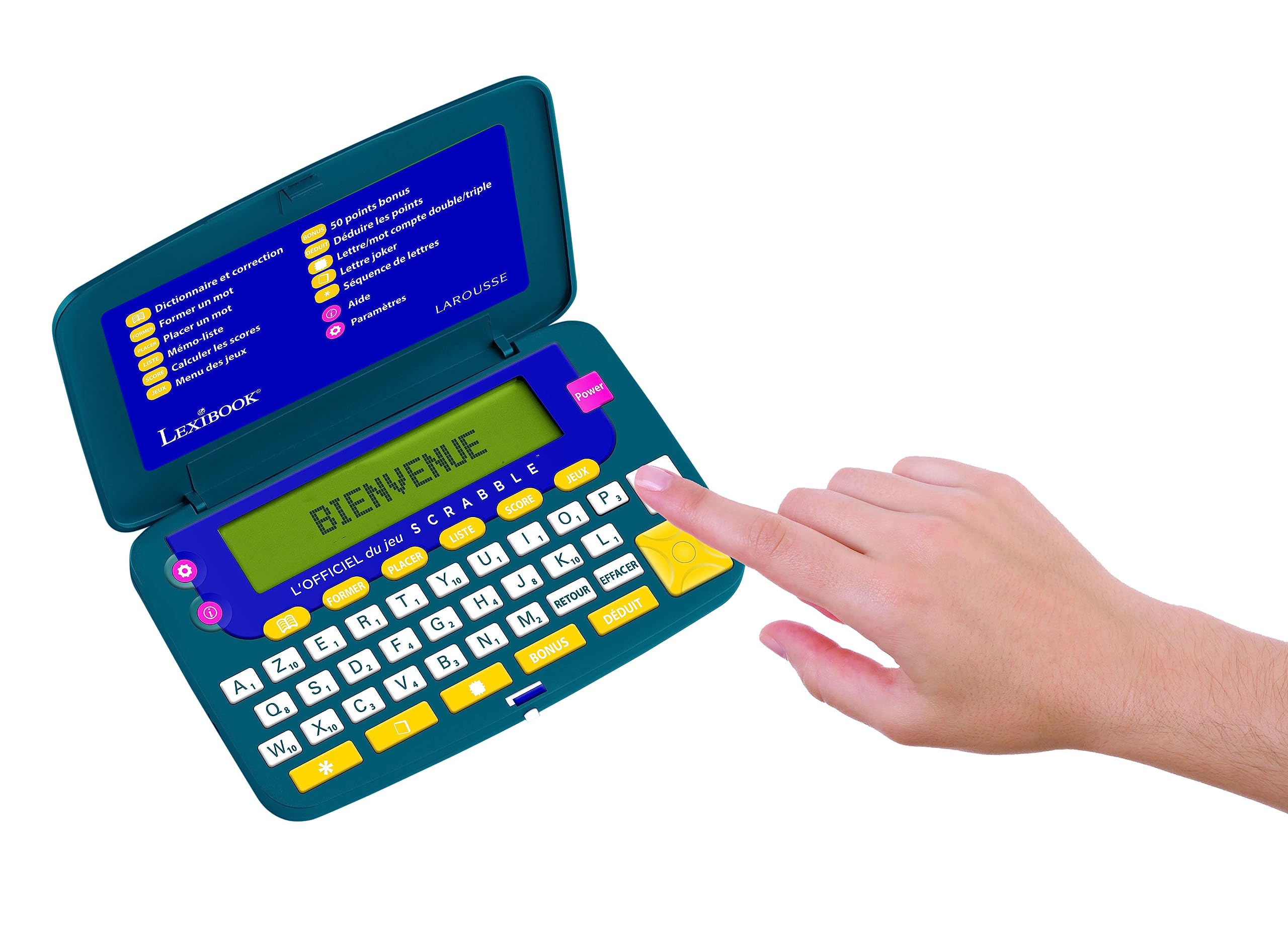 Lexibook Larousse FISF offizielles elektronisches Wörterbuch Scrabble ODS9, ergonomisches Format, große Tasten, Rechtschreibkorrektur, batteriebetrieben, grün/blau