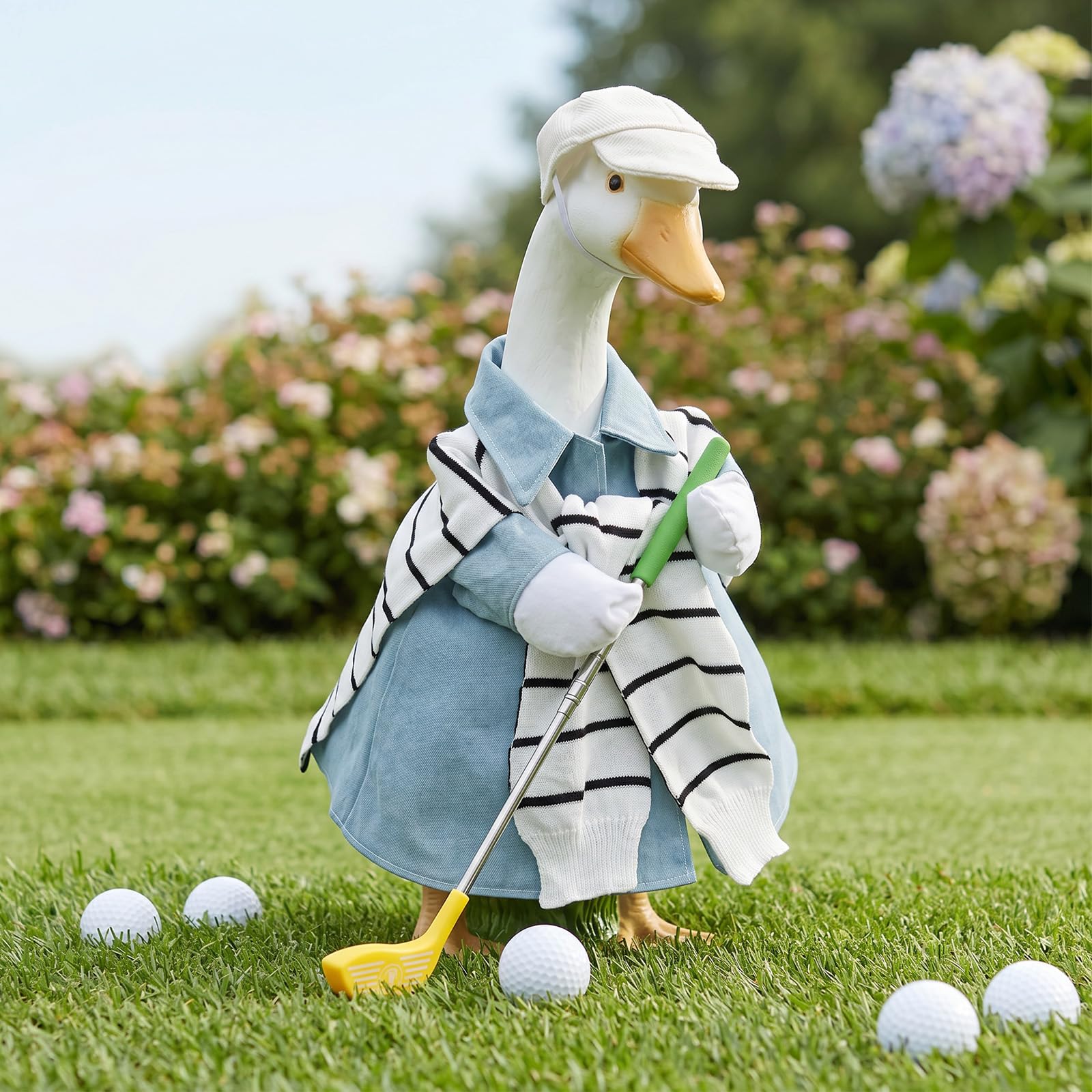 shaojian 23 Inch Porch Goose Statue Outfit Set, Garden Goose Dress Up Accessory with Complete Decor Kit for Yard Lawn Patio Porch Decoration(B)