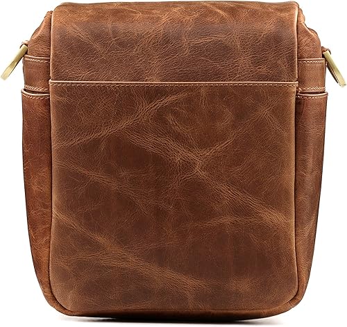 Miniatura 11 de Bolso bandolera para cámara de piel auténtica MegaGear, para cámaras mirrorless, dispositivo electrónico portátil