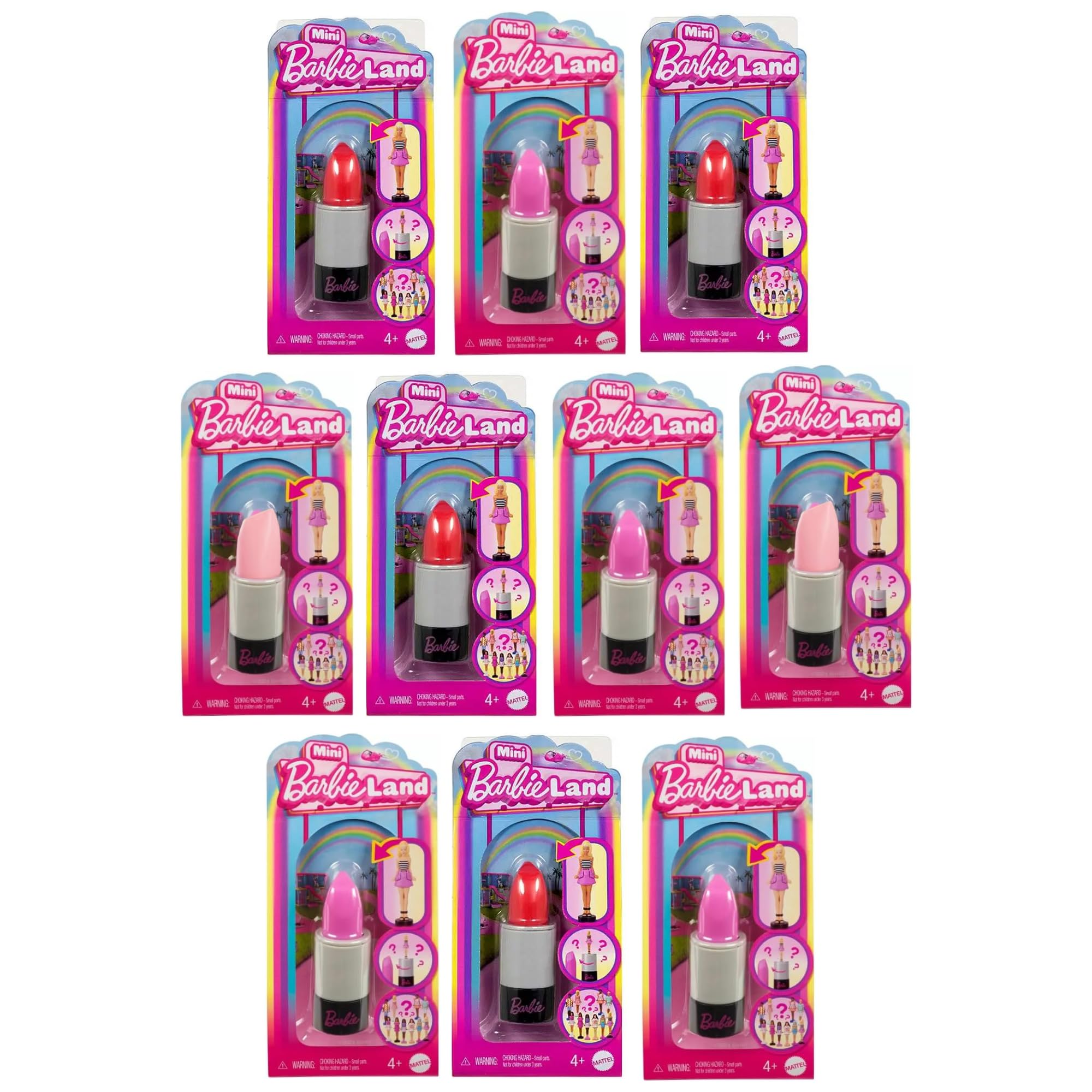 Barbie Miniland Dolls - Pop Reveal, Cutie Reveal, Fashionista & Colour Reveal Blind Figure Sets - (Fashionista Lipstick Pack of 10) — image 1