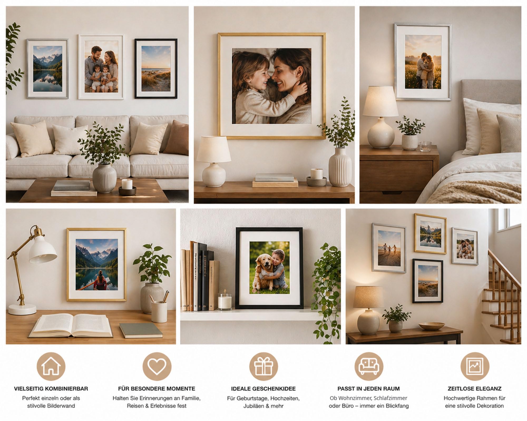 IDEAL TREND 3D Objektrahmen Bilderrahmen mit Passepartout & gehärtetem Glas Holz MDF Rahmen Foto Poster: Farbe: Weiß | Format: 40x60