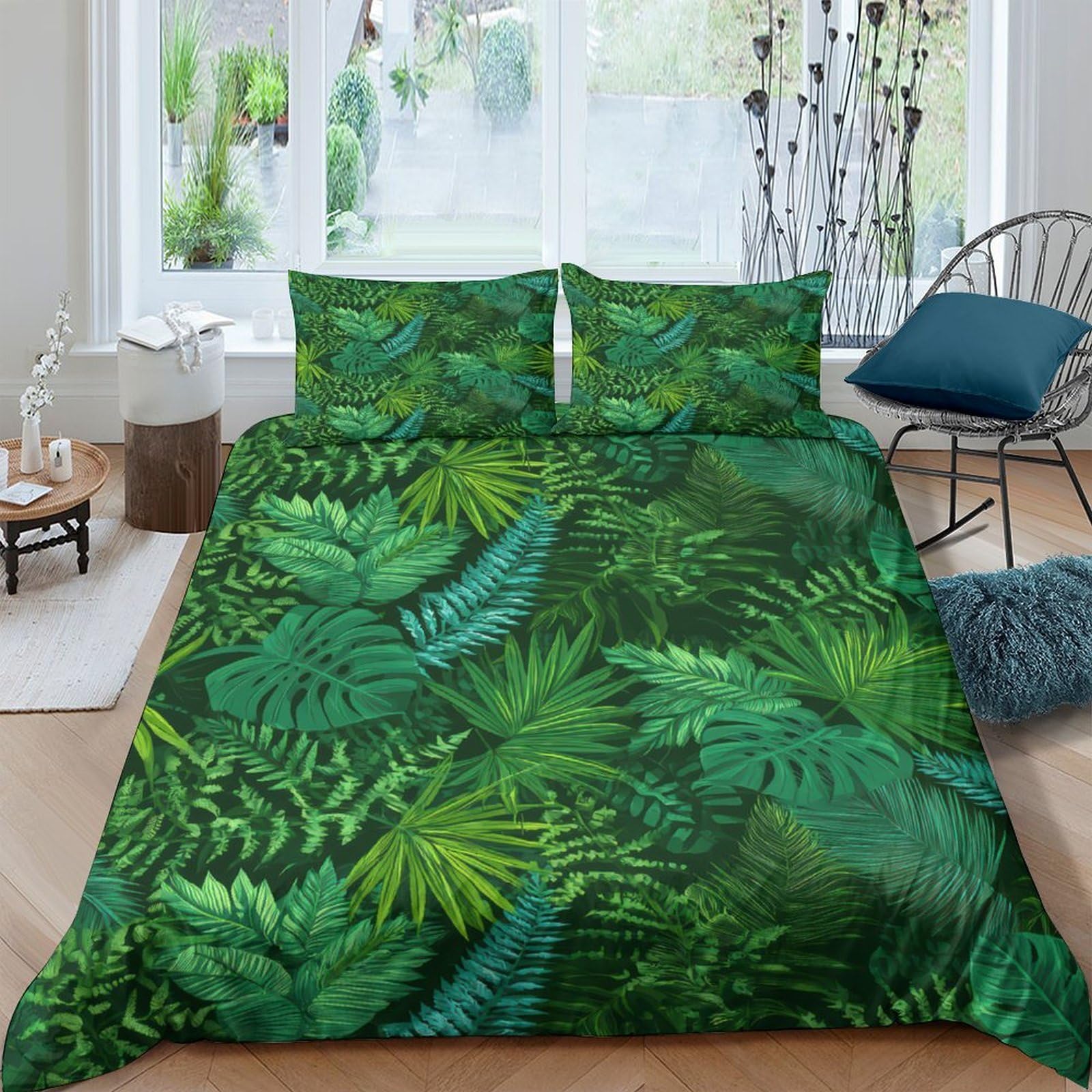 Ctjqhvkz Style-8 3D Printed Tropical Jungle Fitted Sheet Microfiber Soft Breathable Rainforest Leaves Mattress Cover For Bedroom Dorm Mattress Protection Decor Single（135X200cm）