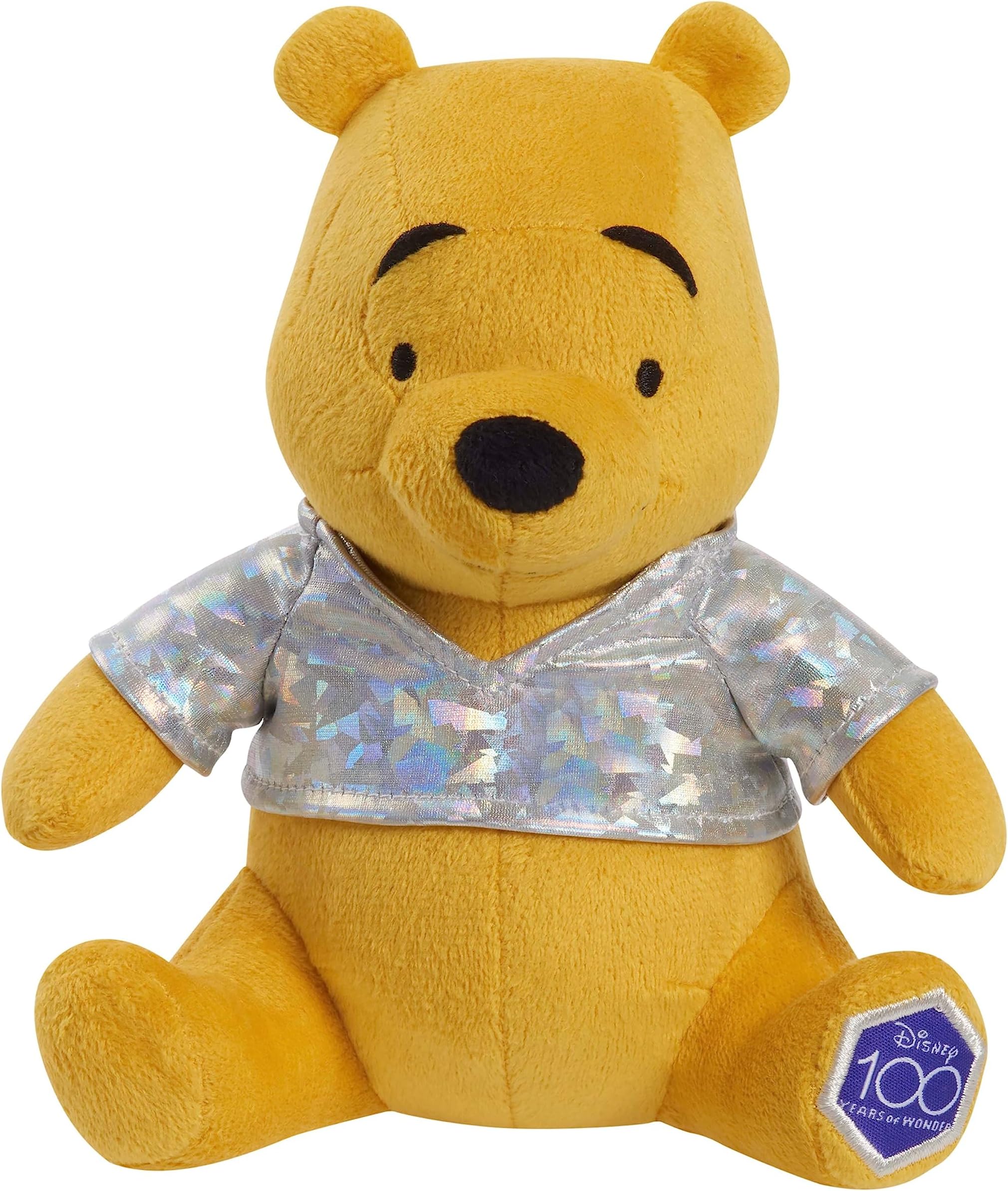 Just Play Disney100 Years of Wonder Winnie-the-Pooh Small Plush Stuffed Animal Teddy Bear, Officially Licensed Kids Toys for Ages 2 Up