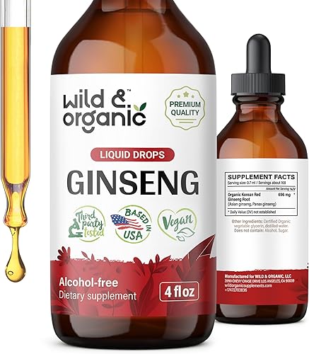 Extracto líquido de Panax Ginseng rojo coreano, gotas de raíz de ginseng orgánico, complejo de tintura de ginseng rojo, vegano, suplemento sin