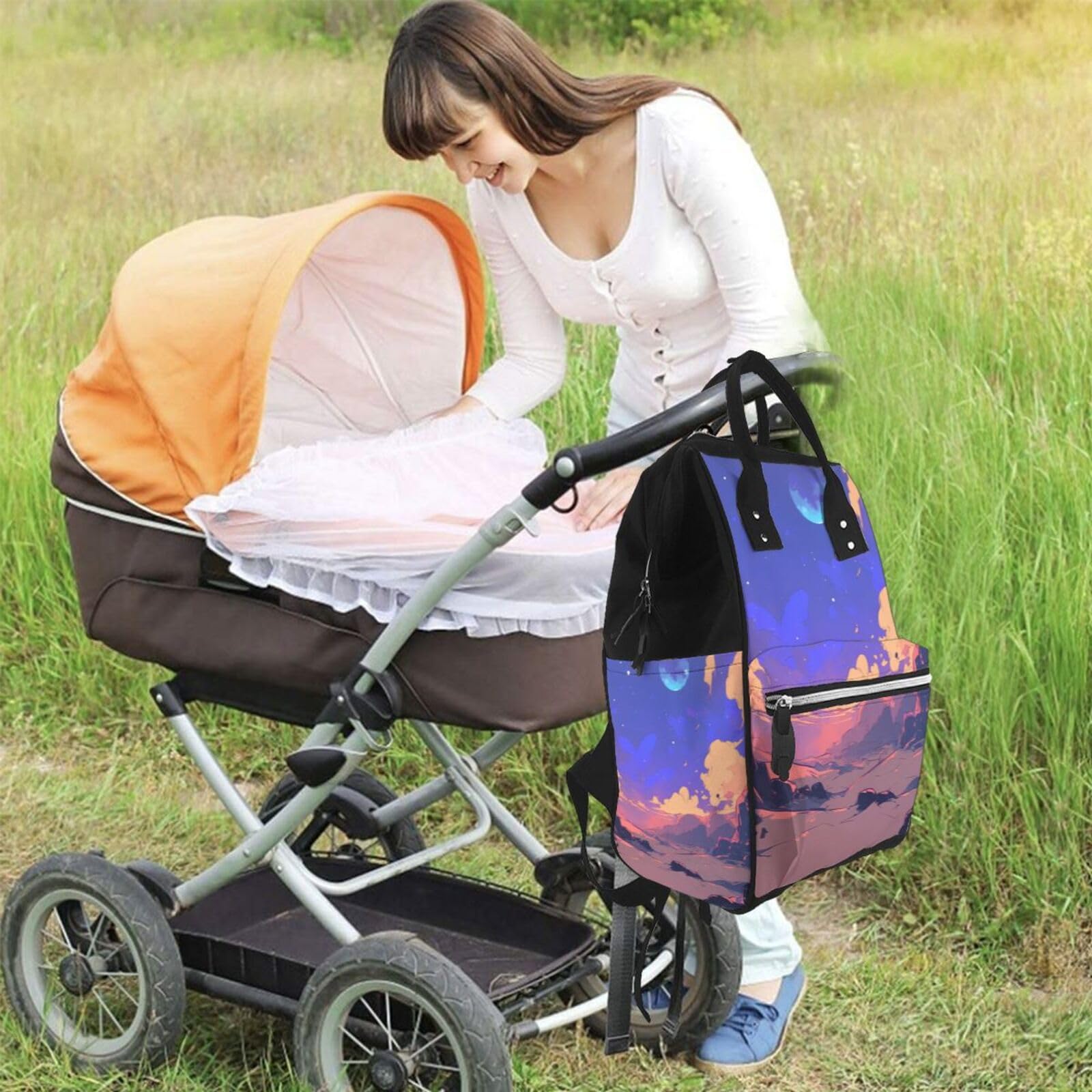Mochila multifuncional personalizada para pañales, bolsa de pañales de gran capacidad con mamás y papás, viajes y uso diario