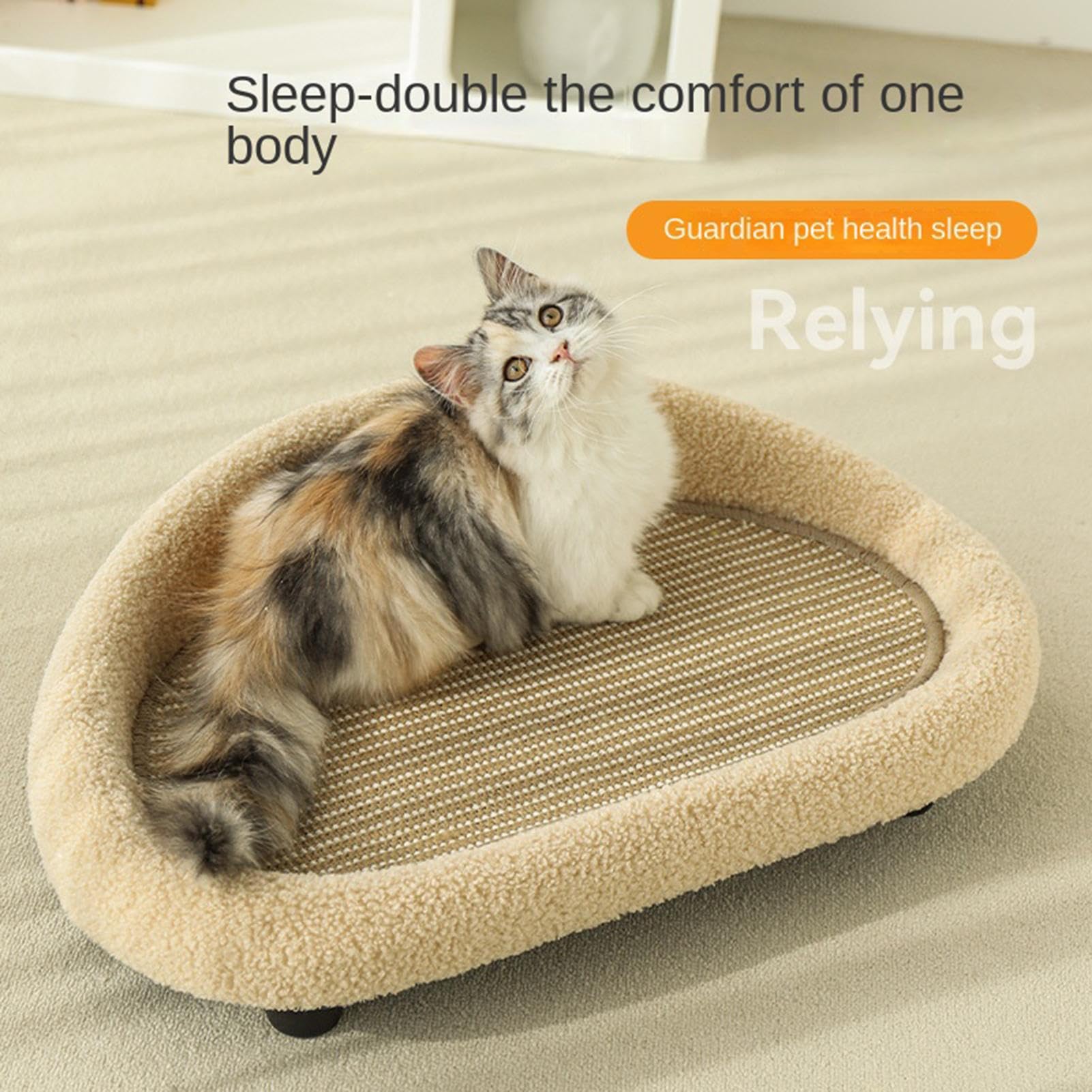 Cama rascador para gatos – Nido de sisal en grande – Tabla rascadora para gatos, para salón, apartamento, dormitorio, terraza, balcón, rincón