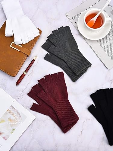 Miniatura 6 de Guantes sin dedos para mujer, guantes de medio dedo de invierno, elásticos, sin dedos, unisex