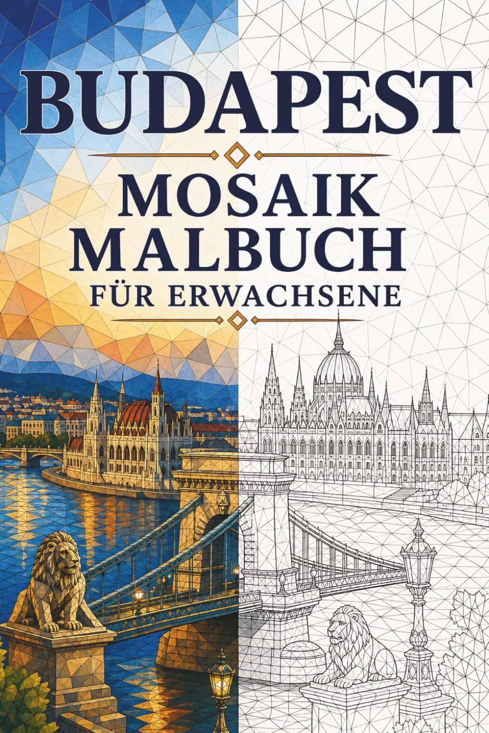 Budapest Mosaik Malbuch für Erwachsene: 30 Ausmalbilder mit ungarischer Architektur, Donau-Stadtansichten, Thermalbädern und europäischen ... (Mosaik-Reisen: Dreiecke der Welt)