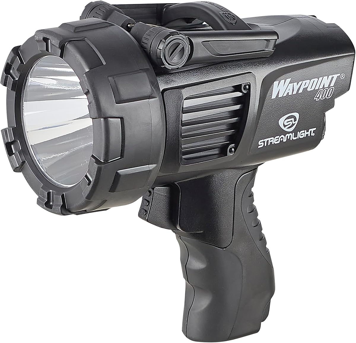 Streamlight 44911 WayPoint 400 Rechargeable 1400-Lumen Long Range Pistol-Grip Spotlight with 120V AC Charger and Polymer Holder/Mount, Black