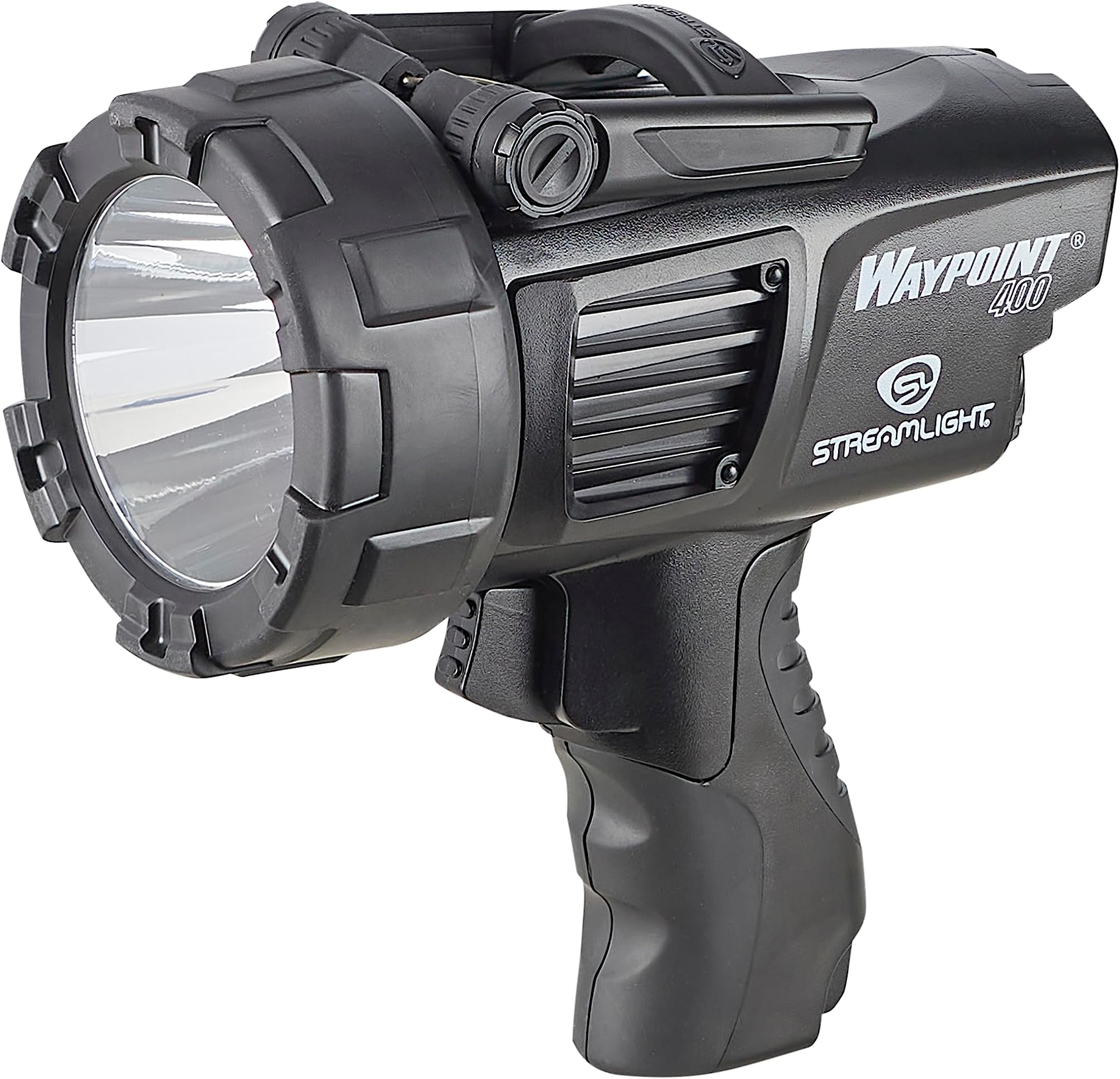Streamlight 44911 WayPoint 400 Rechargeable 1400-Lumen Long Range Pistol-Grip Spotlight with 120V AC Charger and Polymer Holder/Mount, Black