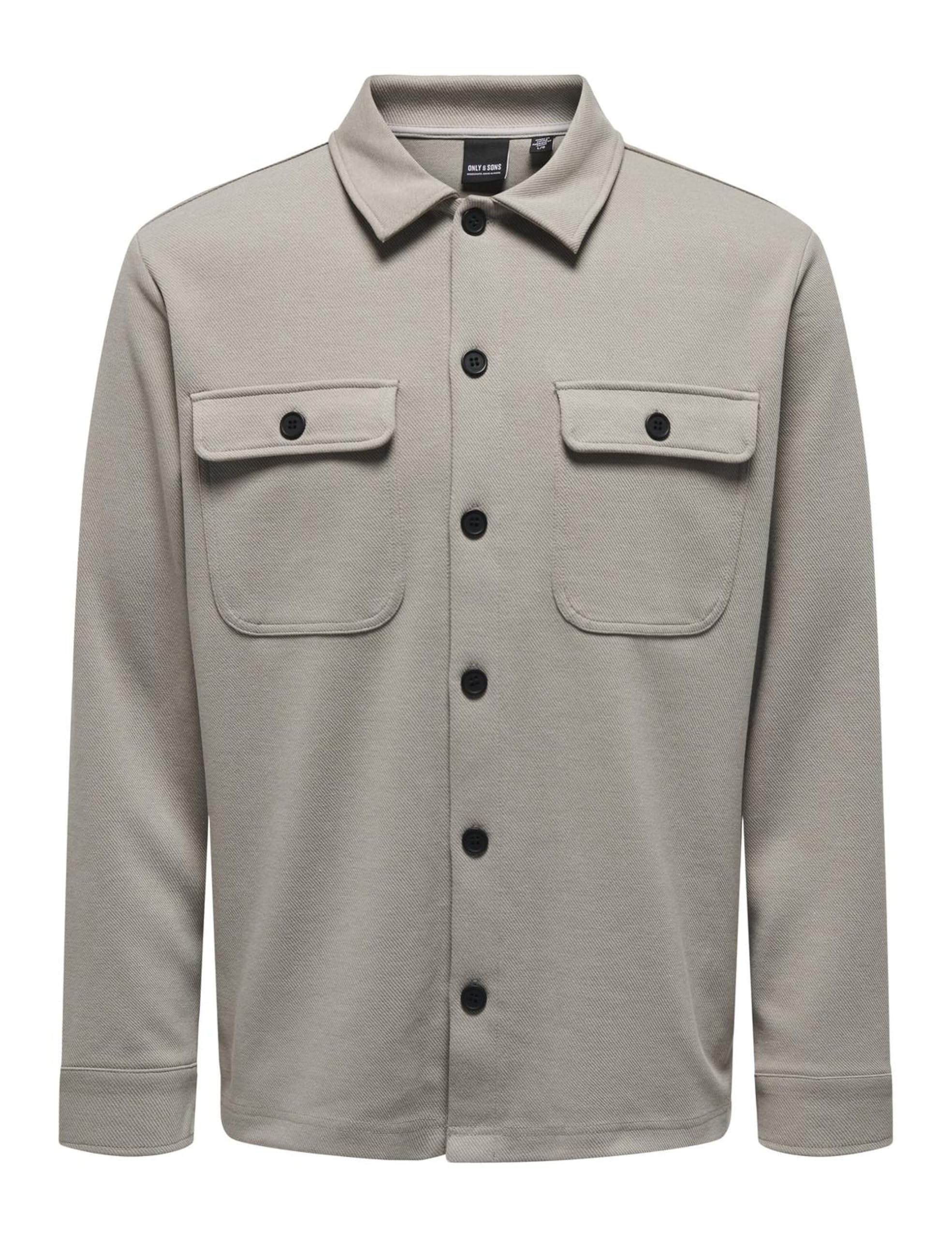 ONLY & SONS Men's Onsnewkodyl Overshirt Sweat Noos Long Sleeve Shirt, Vintage Khaki/Pattern: Melange, XS
