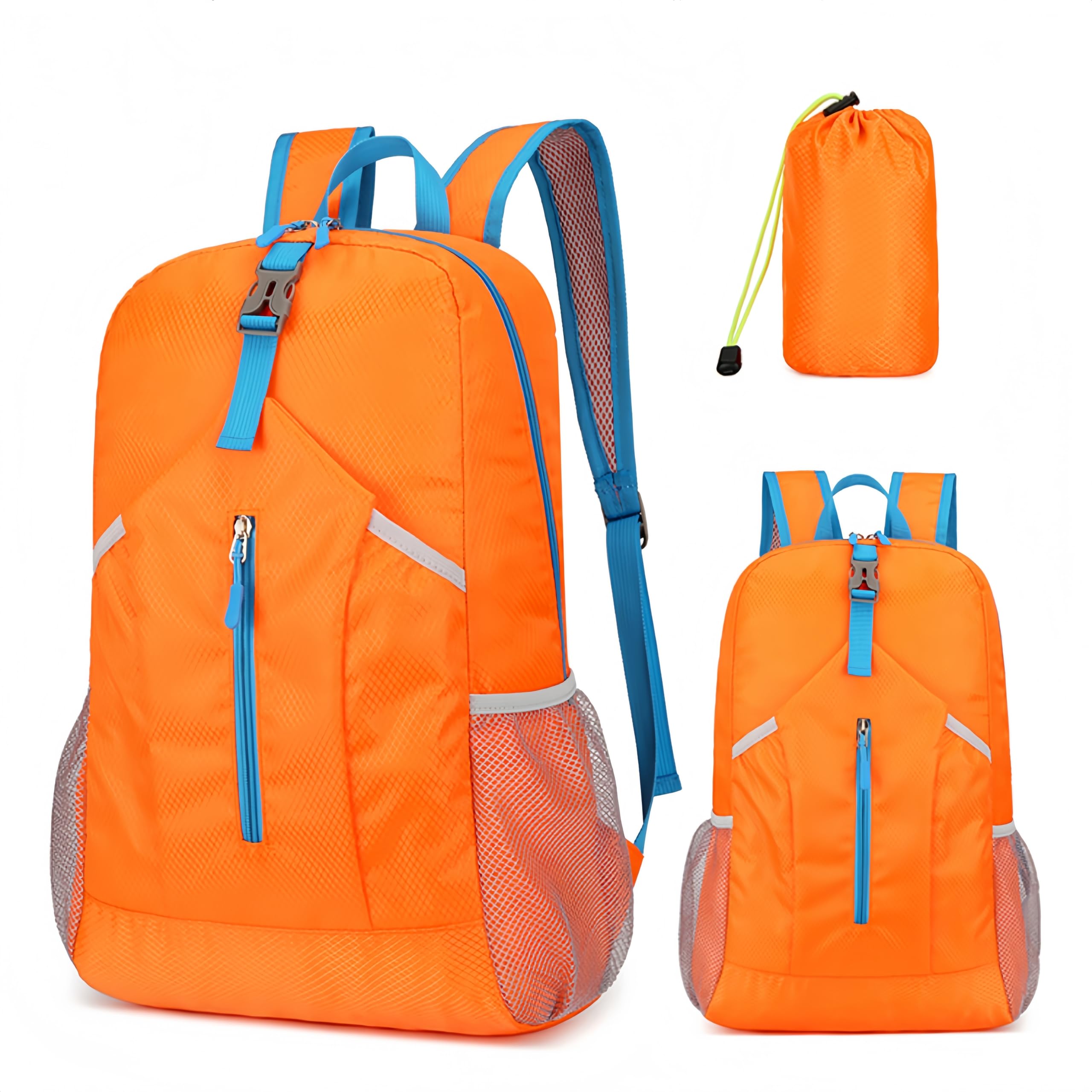[Linghe] 軽量バックパック 折りたたみ リュック アウトドアバック 超軽量携帯リュック 防水 30L 大容量 コンパクト アウトドア ハイキング 旅行 通勤 出張 運動 登山用 メンズ レディース (オレンジ)