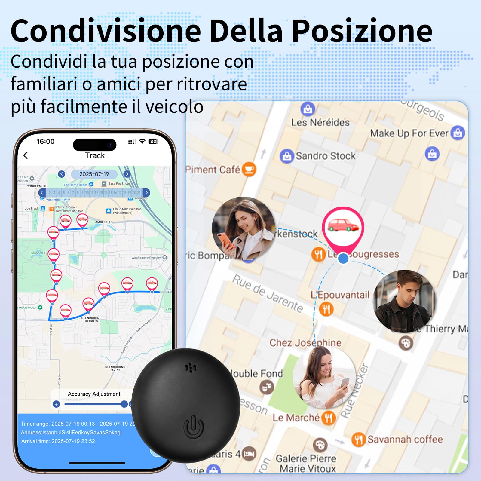 GPS Tracker per Auto, Compatibile Con Android e iOS, Localizzatore GPS Auto Per Nascosto, Magnetico Tracker, Tracker GPS Android senza Abbonamento Per Veicoli, Bagagli e Moto, IP68 impermeabile