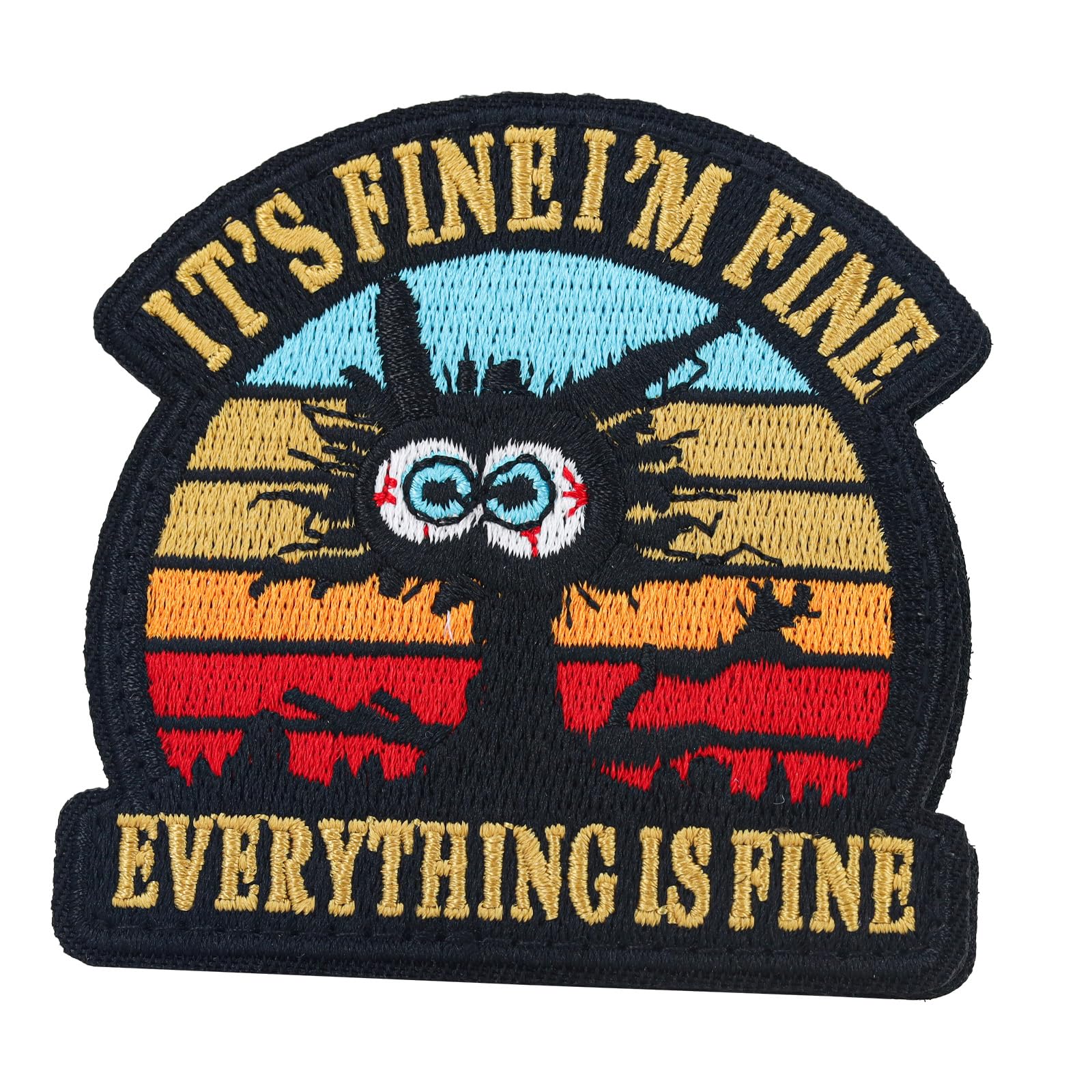 It's Fine I'm Fine Everything is Fine Embroidered Patch, Cute Animal Meme Patch, Morale Patch with Hook Fastener Backing, Funny Applique Humor Patch Military for Backpack, Vest, Helmet, Hat, Bag