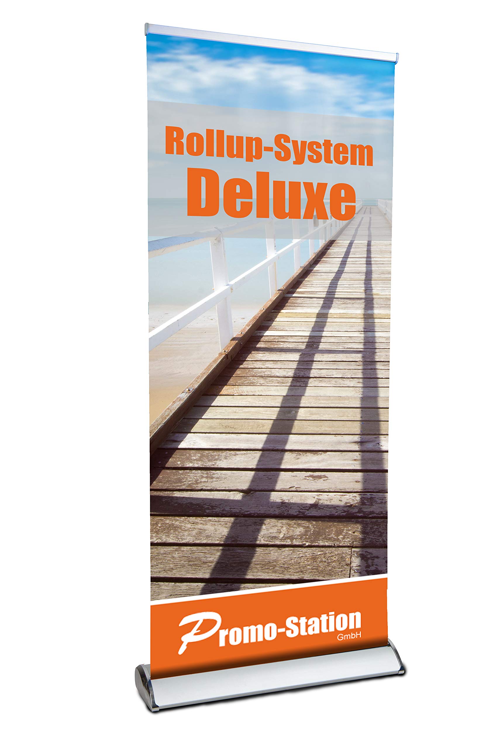 Roll Up Deluxe | Rollup Display inkl. Banner, inkl. Druck | einseitiges Alu Roll-Up | inkl. Tragetasche | Rollup Banner Bannerdisplay Werbebanner Aufsteller für Werbung (100cm x 200cm)