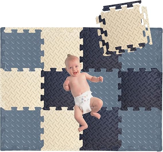 HONLONE 15 Pieces Tiles Foam Play Mats, 12" x 12" x 0.47"Interlocking