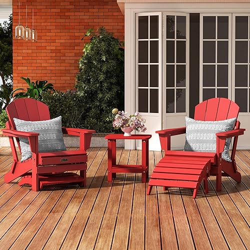 Miniatura 9 de SERWALL Juego de 2 reposapiés plegables Adirondack, otomanas Adirondack sin montaje, color azul