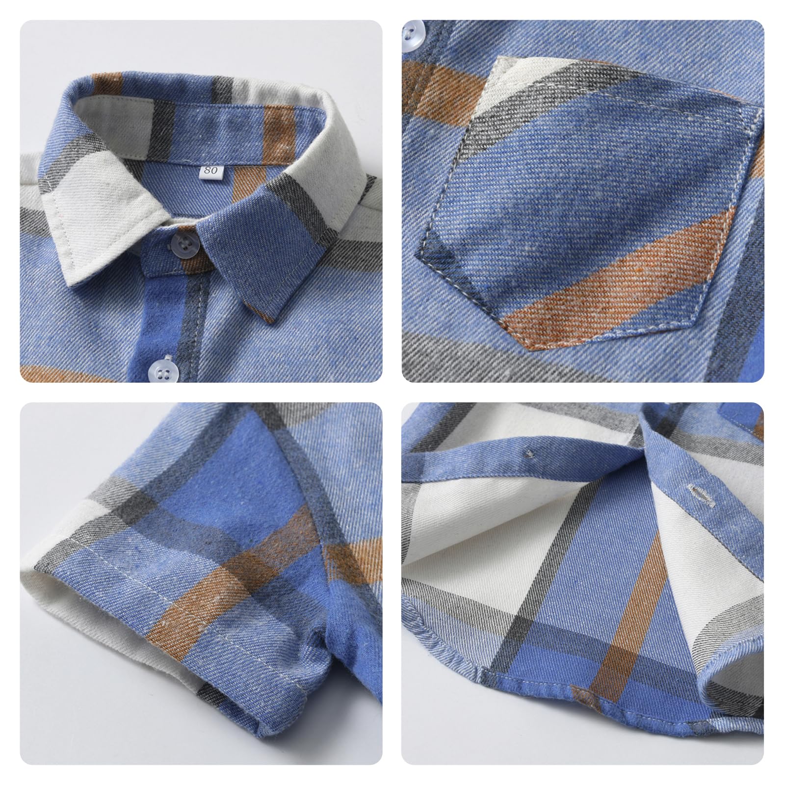 Volunboy Completi Estivi Bambino, Manica Corta Camicia Quadri + Short Jeans Blu Strappati 2 Pezzi Set