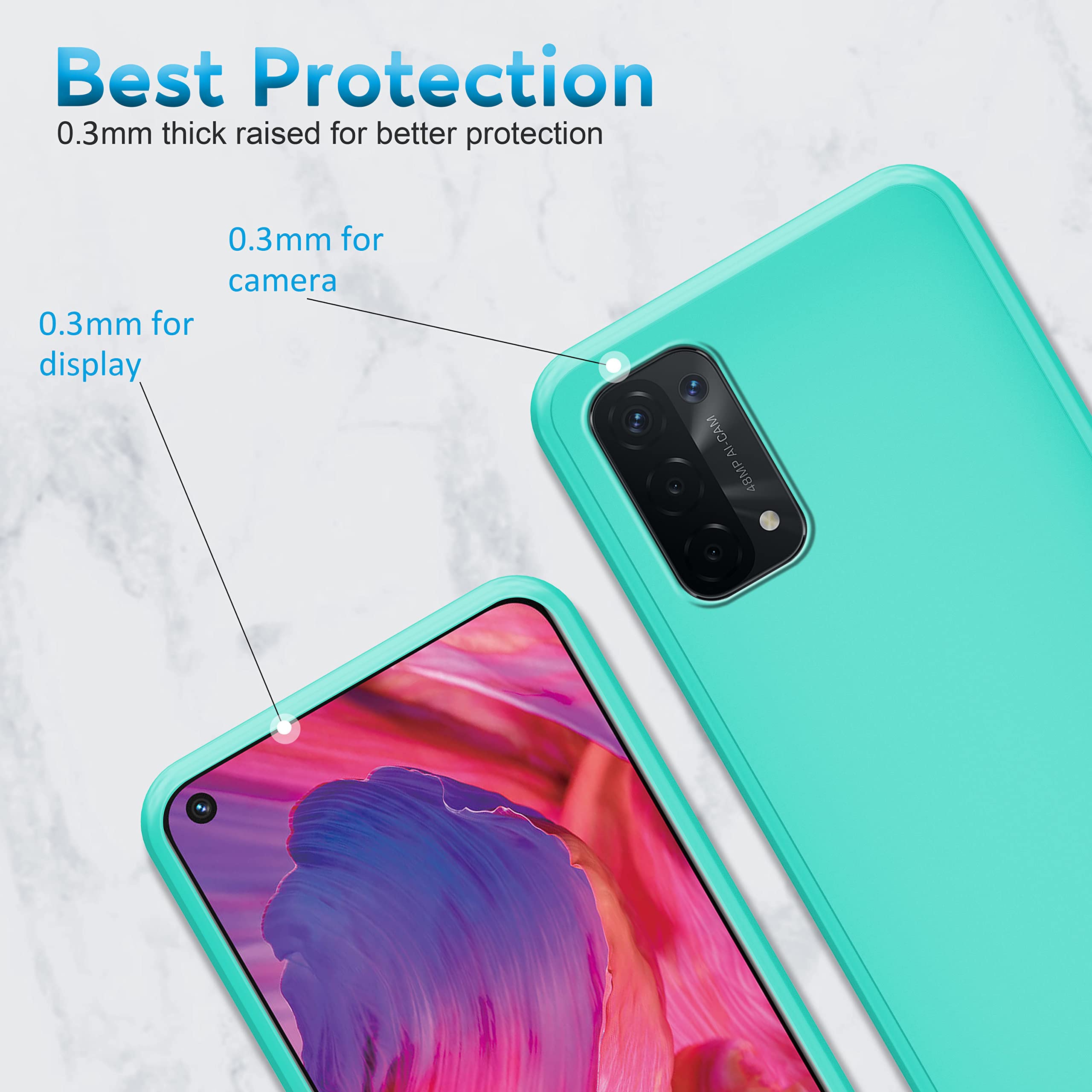 N NEWTOP Cover TPU Morbida Per Oppo A74 4G - Custodia Sottile E Flessibile, Colore Turchese, Ultra Slim - 2
