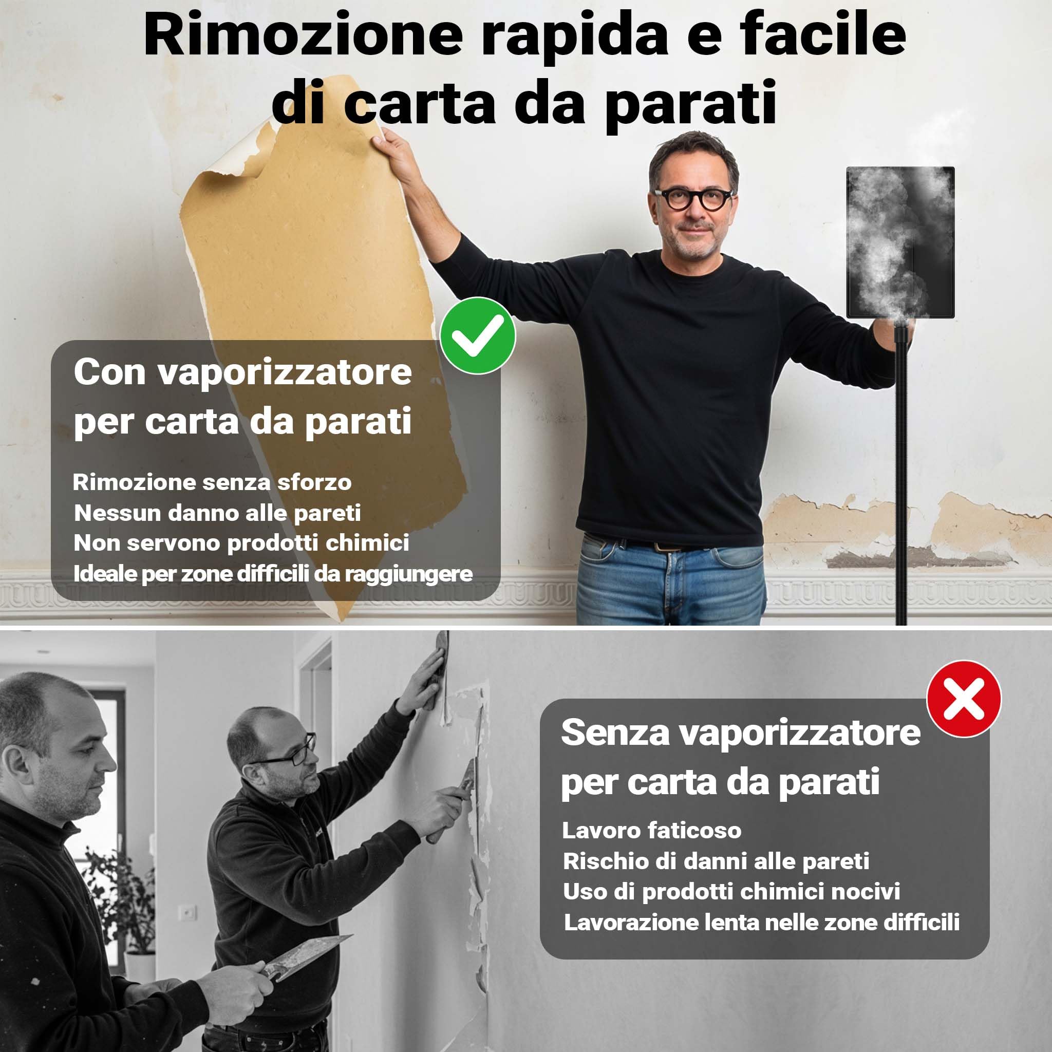 Vaporizzatore per rimozione carta da parati da 2200W 4,5L Staccaparati