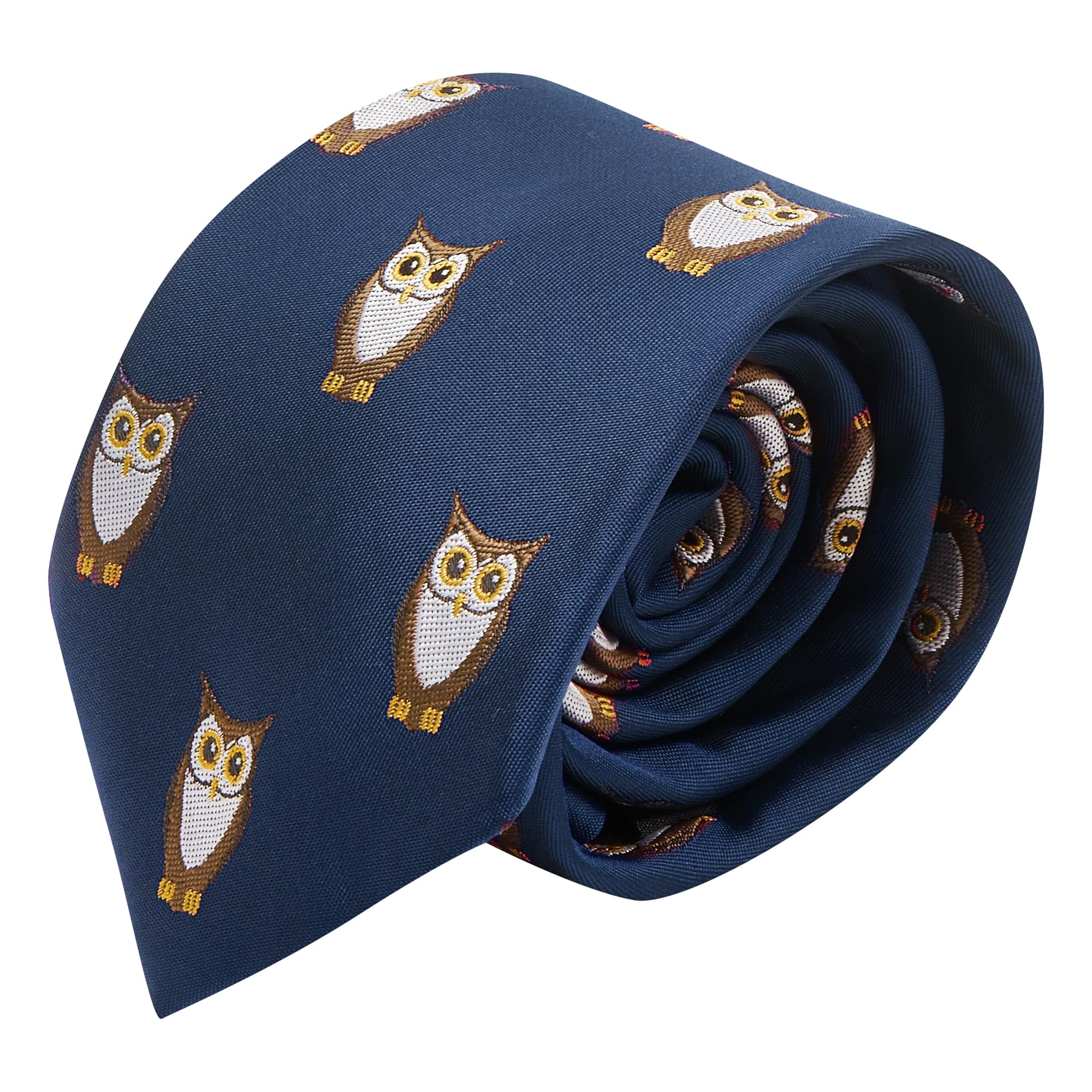 King & Priory Navy Blue Embroidered Owl Tie