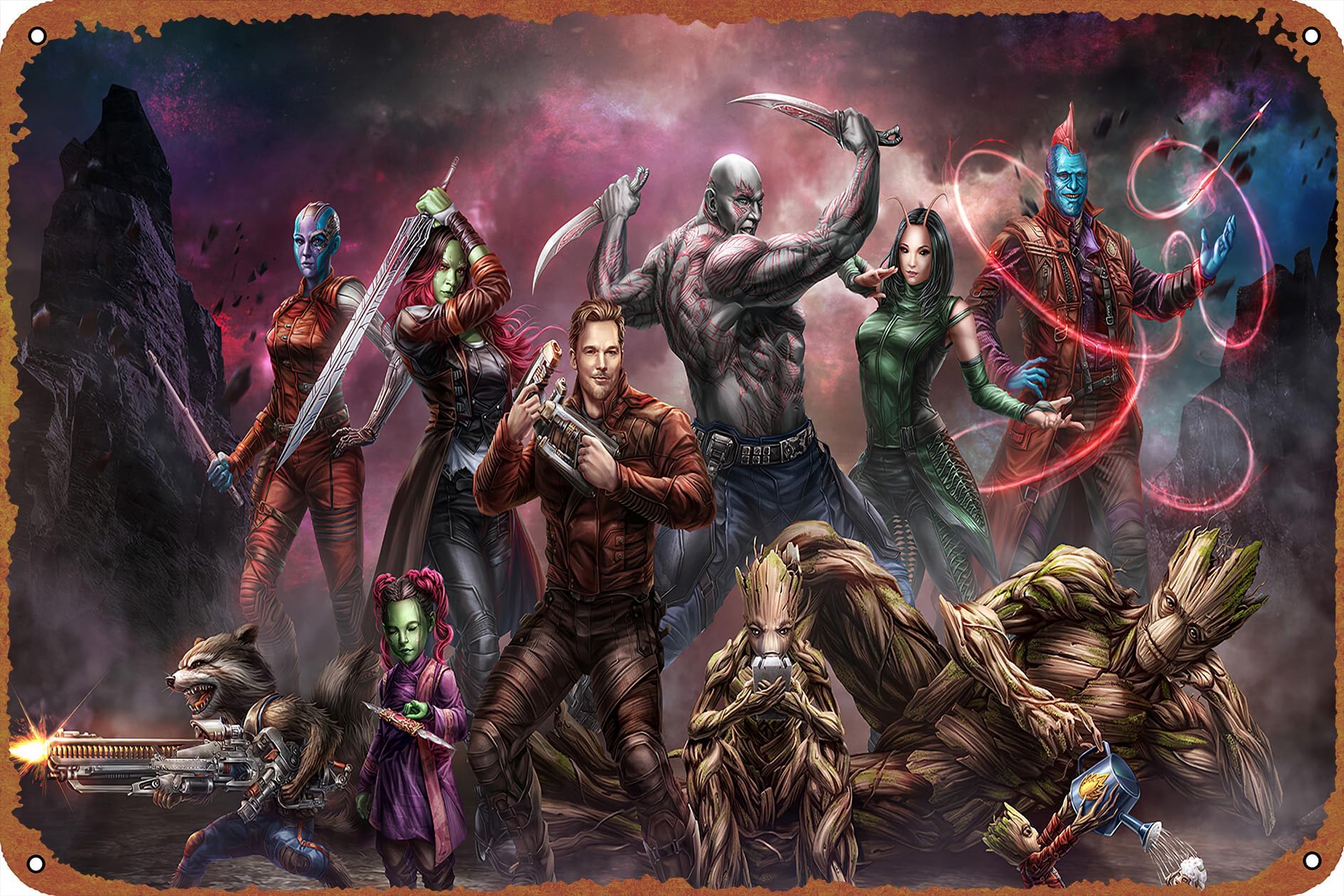 Art Guardians Of Galaxy Vol Superhero Metal Tin Signs Room Wall Decor Sign 8x12 Inch