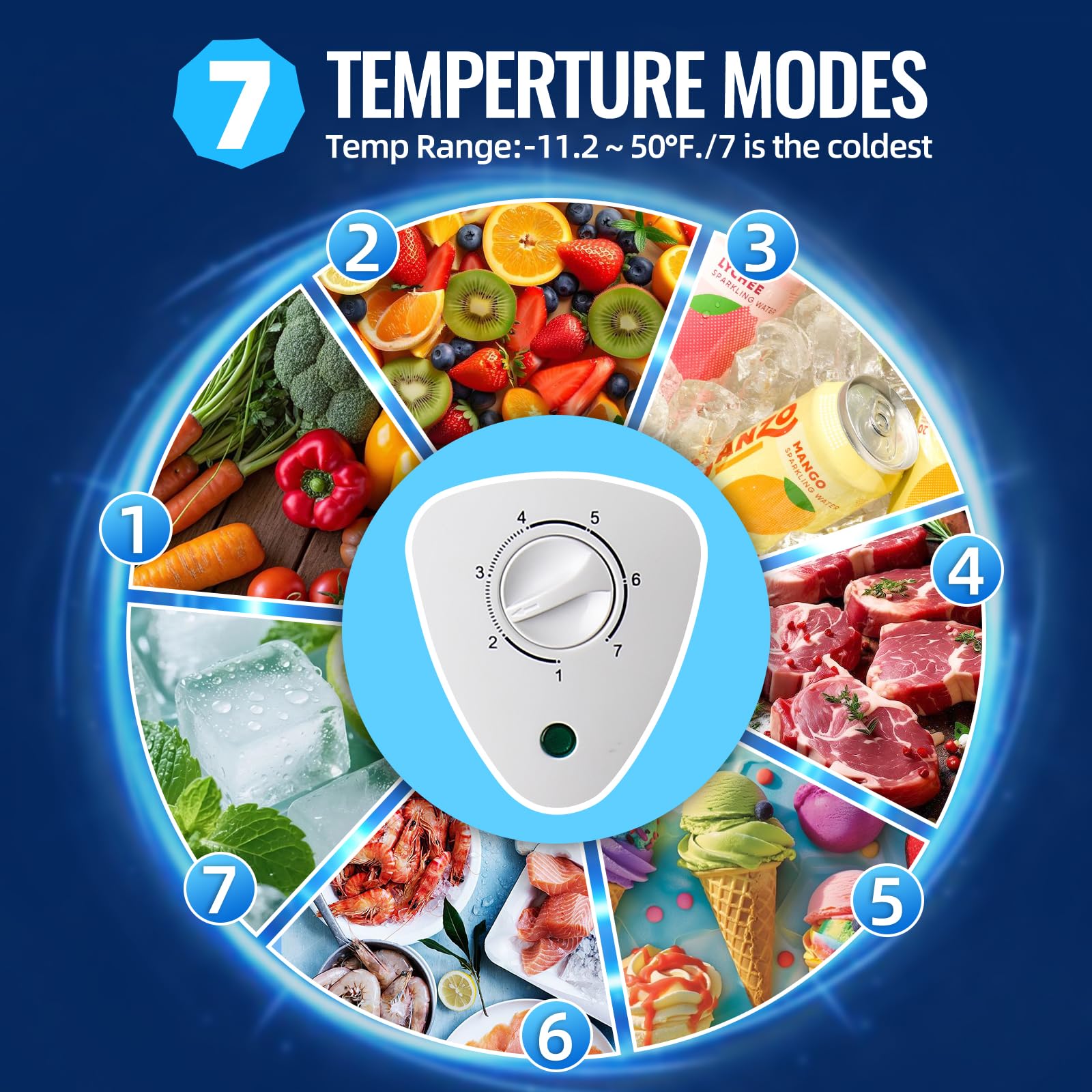 Tacool 2.2 Cu.Ft Freezer Chest Freezer With Wheels Suit For Singel Removable Basket Traditional Manual Temperature Control For Bedroom, Dorm White on Fridge.com - View 6