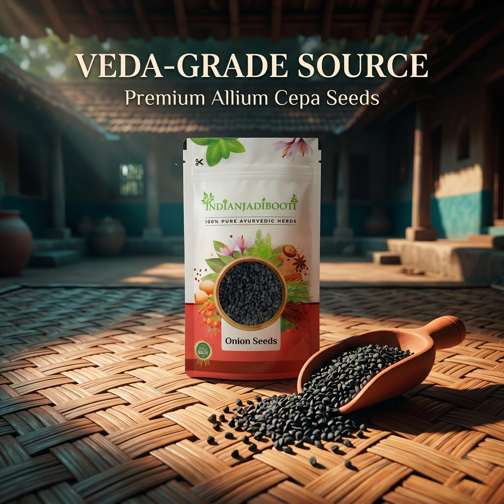 IndianJadiBooti Pure Onion Seeds (Allium Cepa) | Botanical for DIY Hair Oils, Culinary Seasoning & Garden Planting - 400g 1