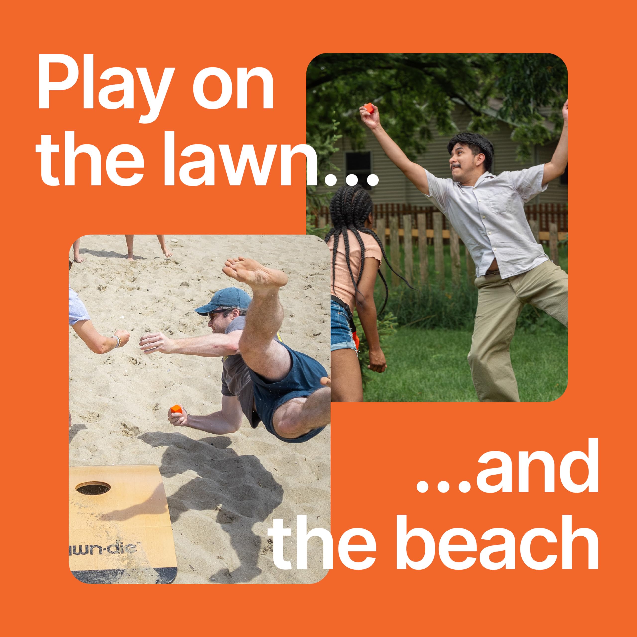 Lawn Die Outdoor Wurfspiel - Die trifft Cornhole - Tragbares Hinterhof-, Strand- & Heckklappenspiel für 4 Spieler - 1 Brettset