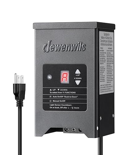 Miniatura 10 de DEWENWILS Transformador de Paisaje de Bajo Voltaje de 120W, Transformador para Exteriores con Temporizador y Sensor de Fotocélula, 120V AC a 12V AC,