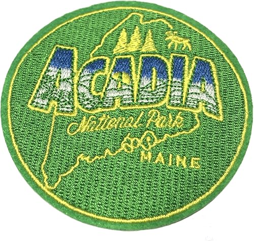 Parque Nacional Acadia 3.25" Parche bordado de alta calidad para planchar o coser, decoración de recuerdo de vacaciones, aplique de estrellas de