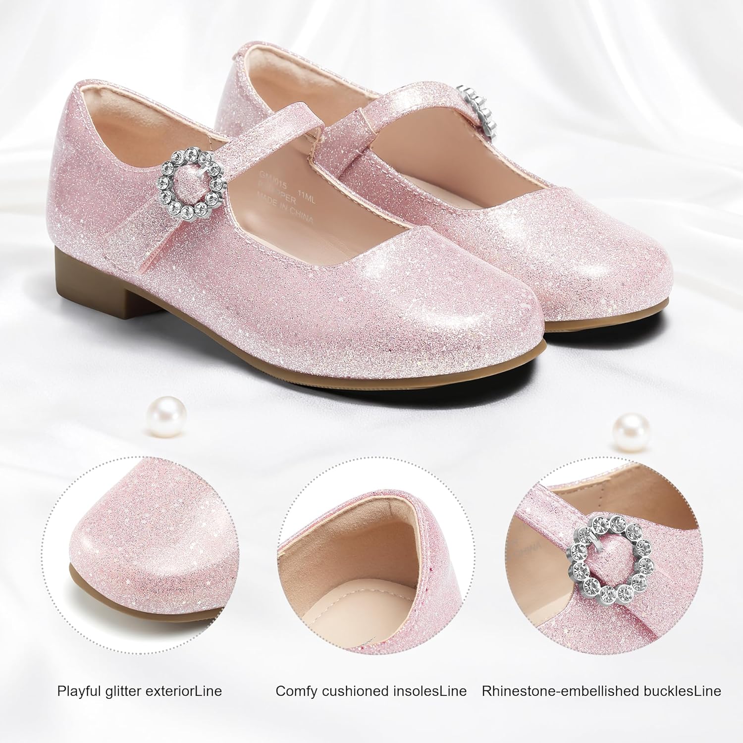 Stelle Girls Dress Shoes Mary Jane Ballet Flats Flower School Shoes for Wedding Party Toddler/Little/Big Kid - Image 3