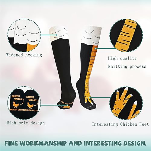Miniatura 5 de WHOTAY Calcetines de pierna de pollo divertidos locos para mujeres y hombres, calcetines novedosos de pies de pollo, calcetines hasta la rodilla