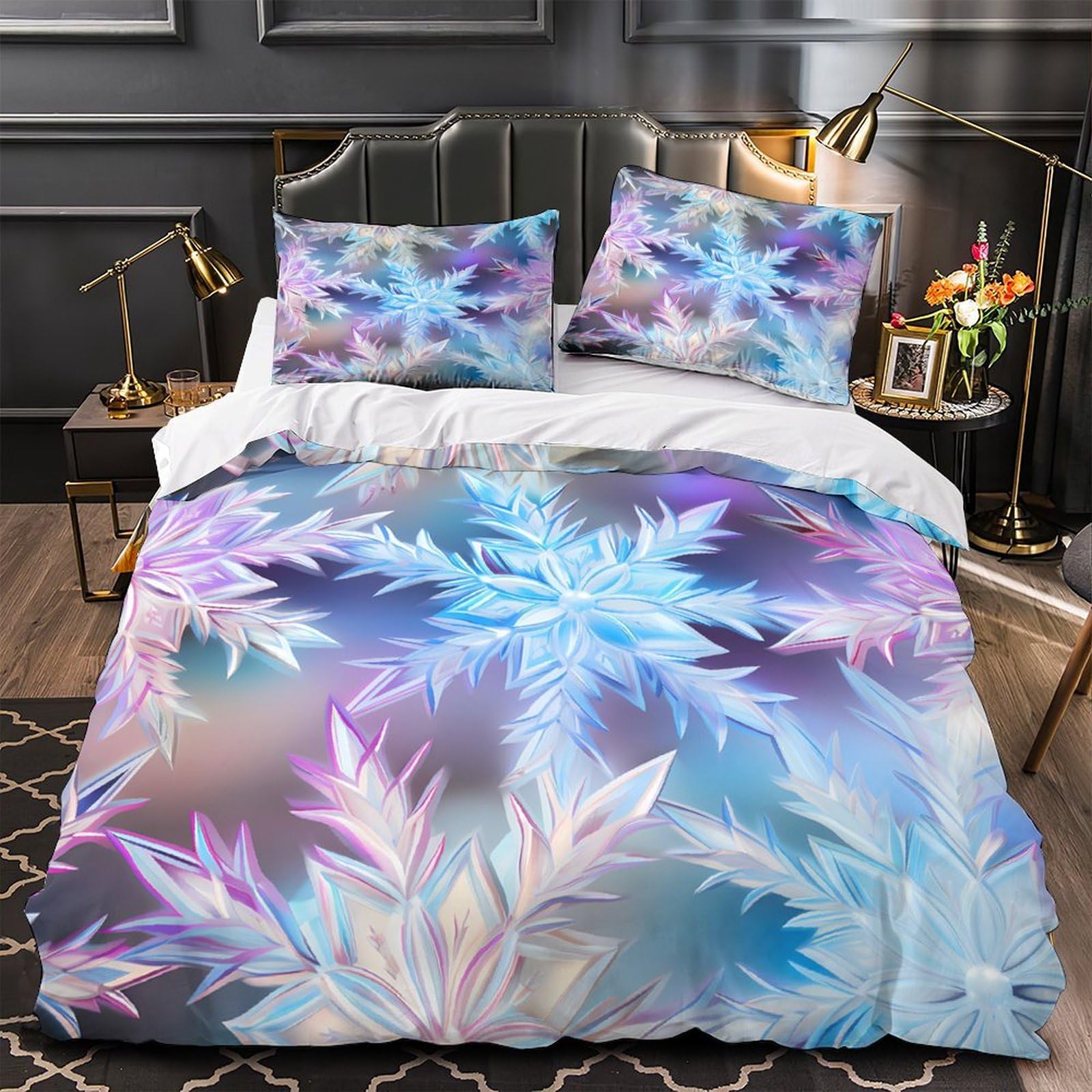 Housse de couette flocon de neige anti-tache pour lit propre