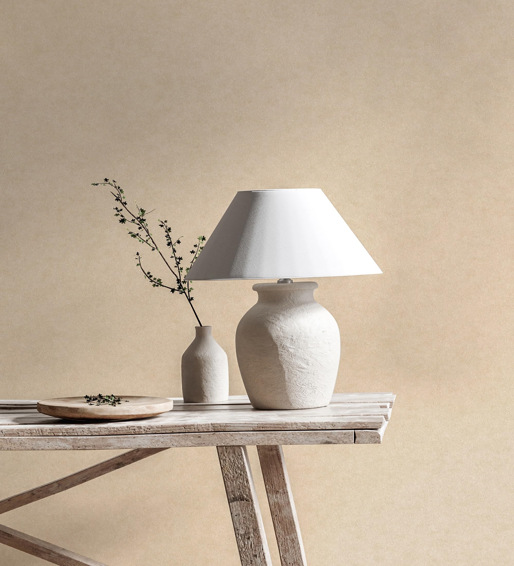 GAULAN 683445 - Vliestapete, Strapazierfähig, Abwaschbar. Einfarbige Tapete mit tonartiger Struktur und natürlicher Oberfläche in Beige für Wohnzimmer - Rolle 10 m x 0,52 m