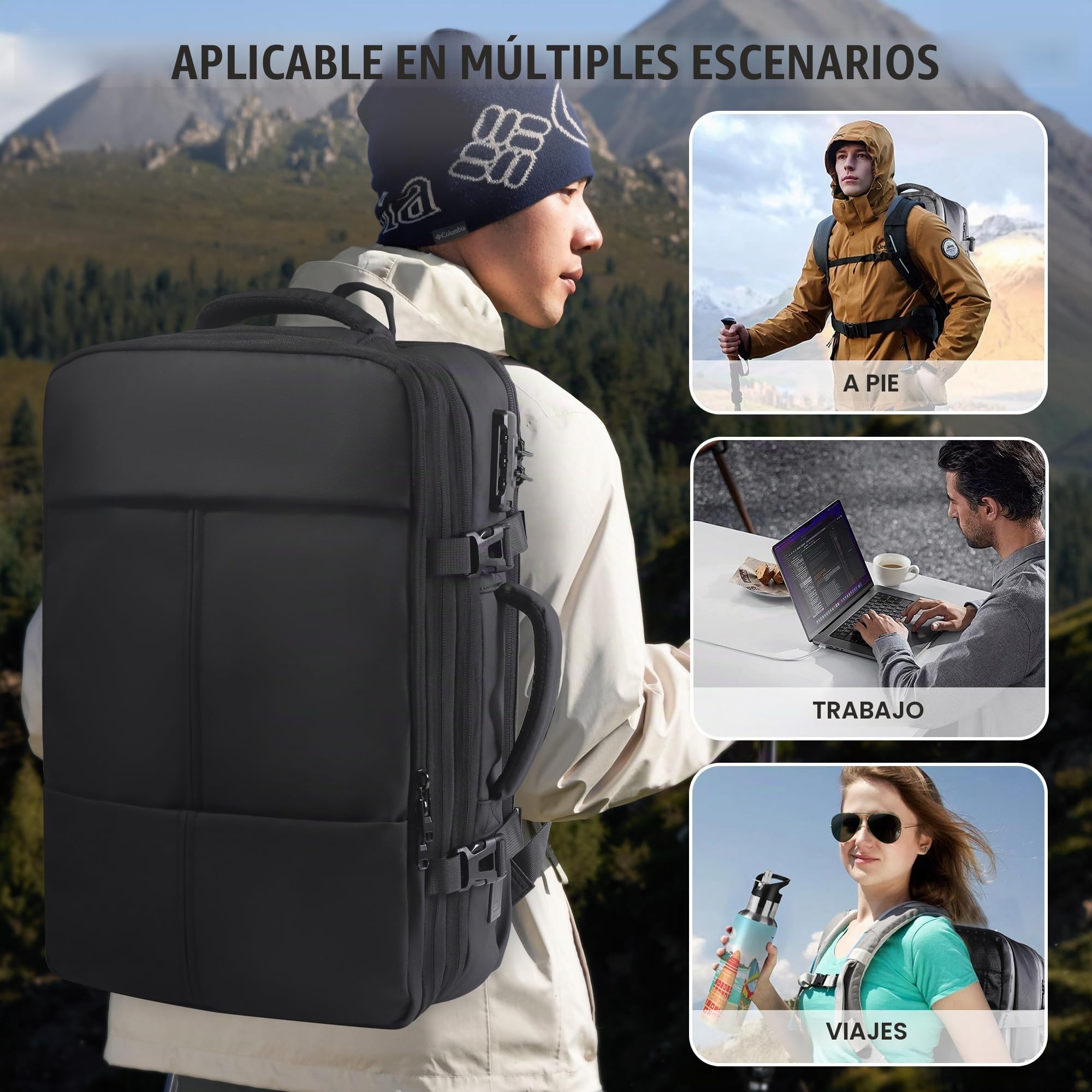 EASYSPEED Mochila de Viaje para Cabina de Avión 80L, Mochila al Vacío con Sistema de Compresión de Aire, Expandible, Resistente al Agua, Aprobada por TSA, para Embarque, Viajes, Senderismo y Acampada