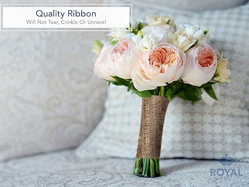 Miniatura 2 de Royal Imports Cinta floral con patrón de abedul, cinta ancha de satén poli sintético impermeable de 4 pulgadas (#100) para interiores y exteriores,