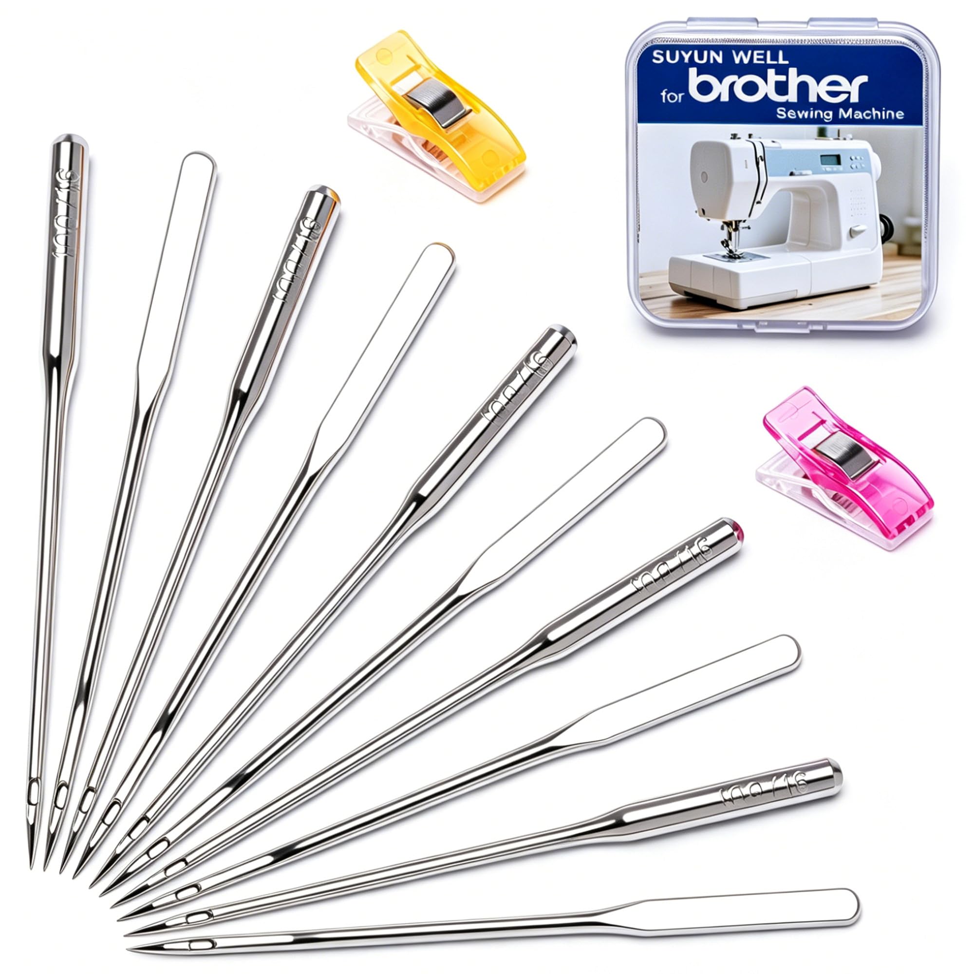 SUYUN WELL 50PCS Universal Sewing Machine Needles Heavy Duty HAX1 100/16 Compatible with Brother Singer Janome for Embroidery Quilting (HAX1 100/16 50pcs)