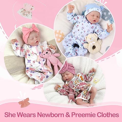 Miniatura 6 de JIZHI Muñecas realistas de bebé Reborn  Muñeca realista de bebé recién nacido de 17 pulgadas, cuerpo completo de vinilo, posable, niña con kit de