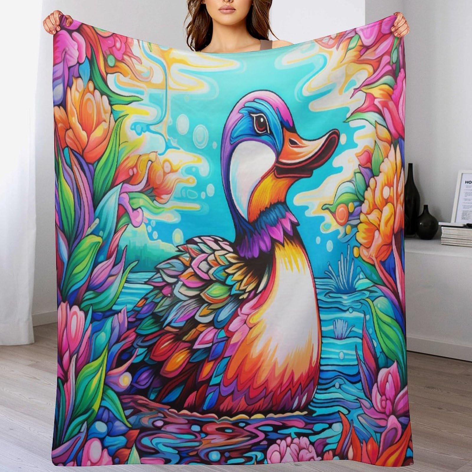 Couverture polaire canard douce couverture duveteuse légère en peluche pour lit et sofa