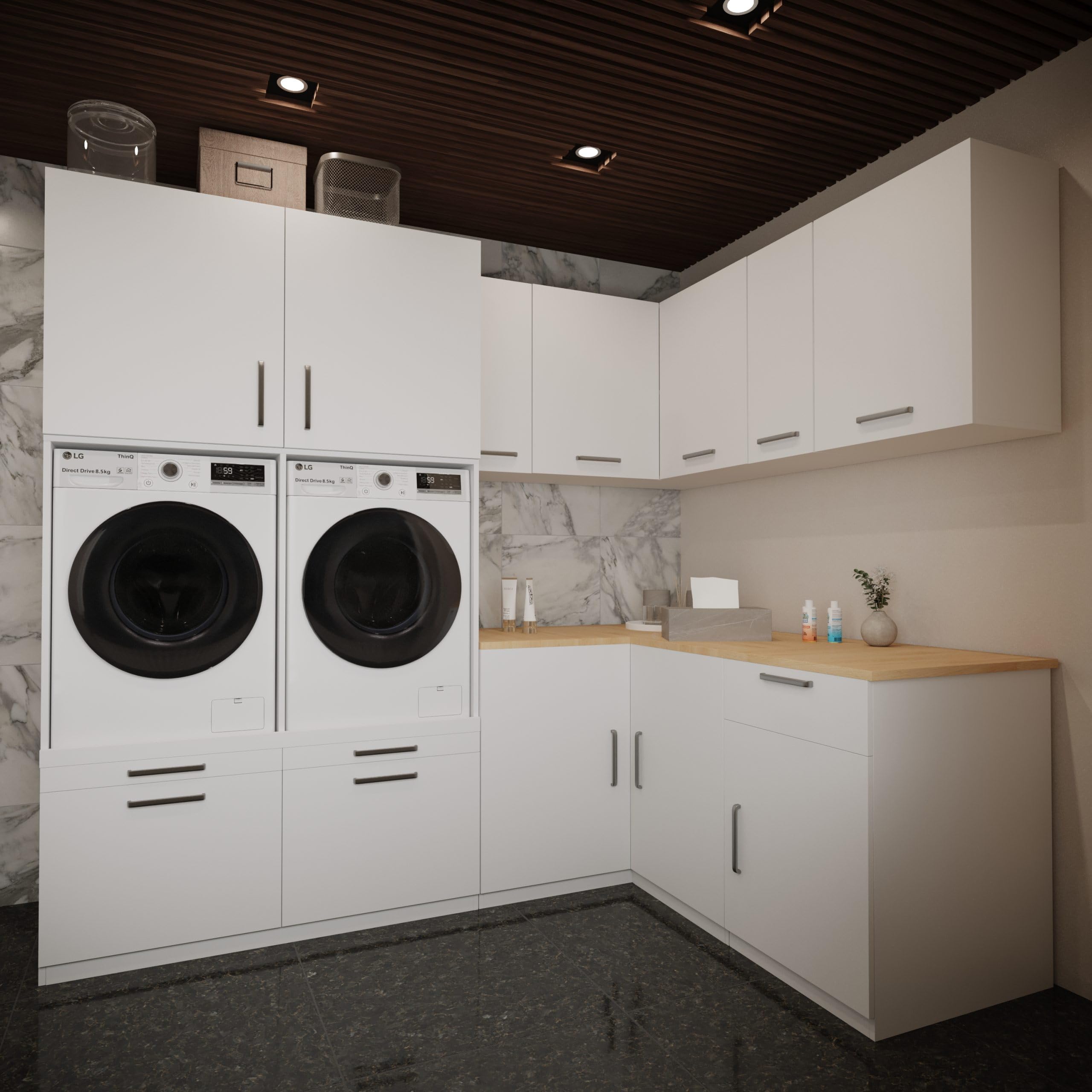 Lavadora Gabinete Los Angeles - Lavadora elevadora - Conversión a máquina - 700(D)*2630(B)*2350(H) mm - Blanco - Diseño elegante, que ahorra espacio y ergonómico - Fácil de colocar