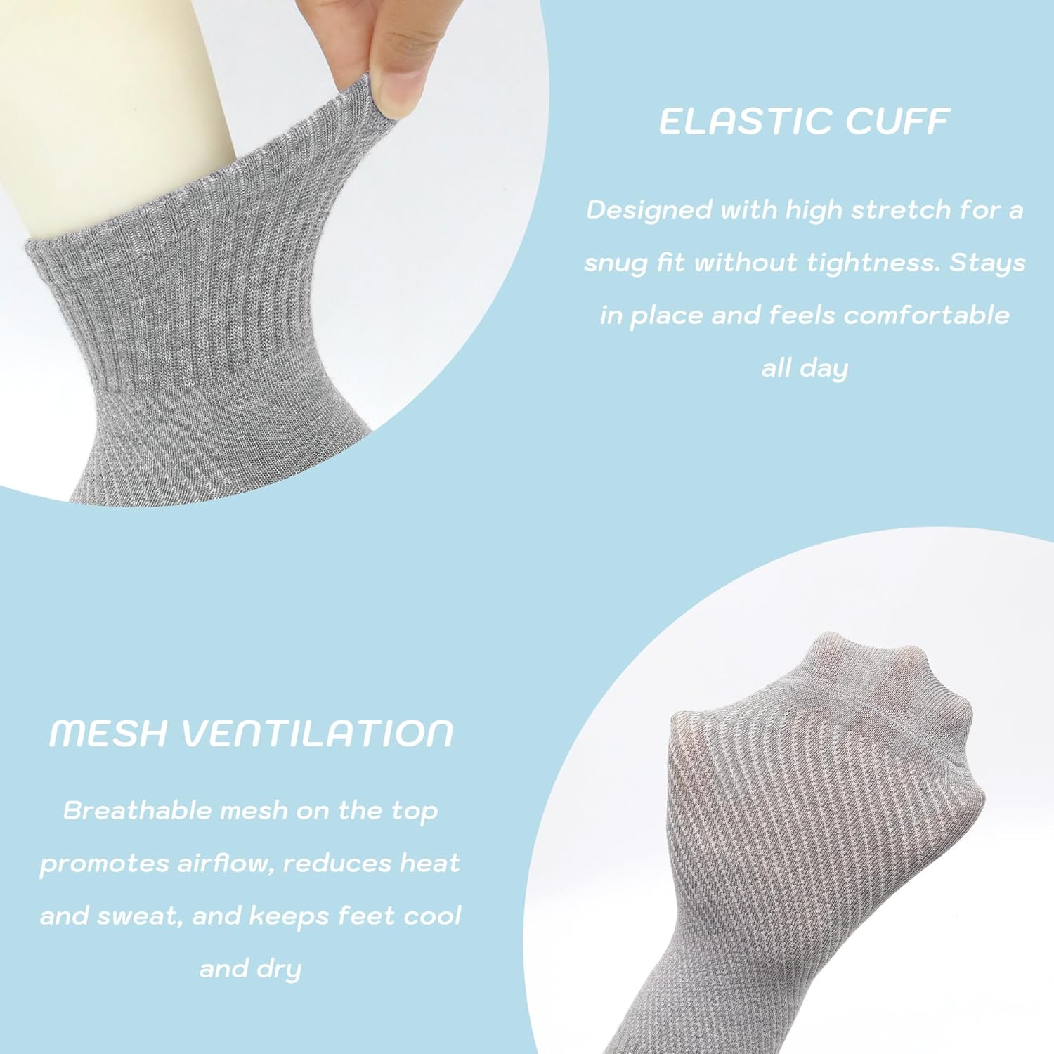 SERISIMPLE Kids Crew Viscose Bamboo Thin Socks School Uniform Basic Soft Anti Odor Boys Girls Breathable Stretch 5 Pairs - Image 2