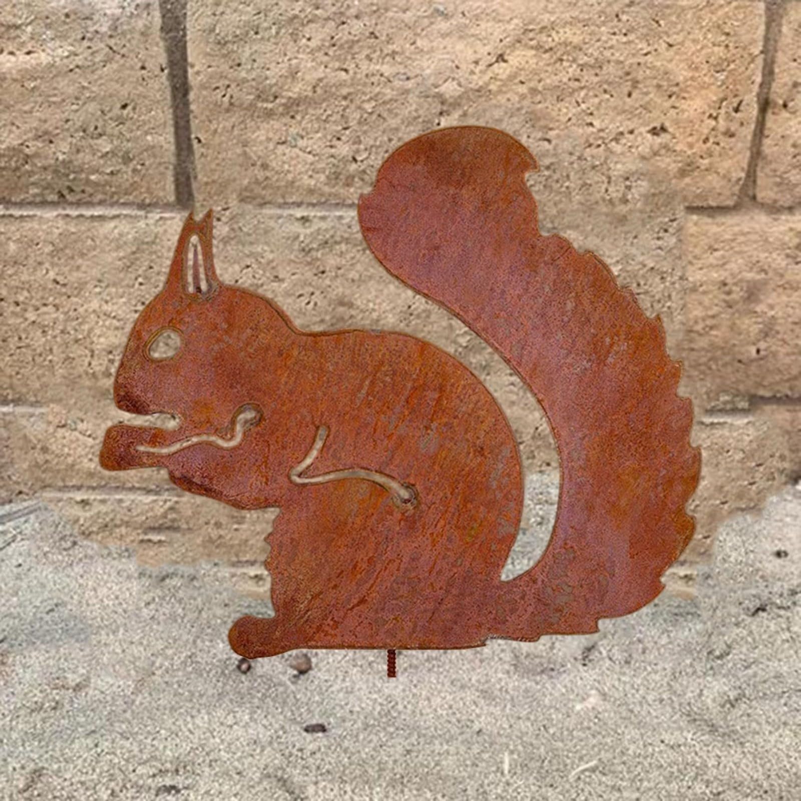 Decorazione Giardino Scoiattolo In Ferro - Statua Rustica Per Esterni, 21x27 Cm, Per Cortili E Terrazzi