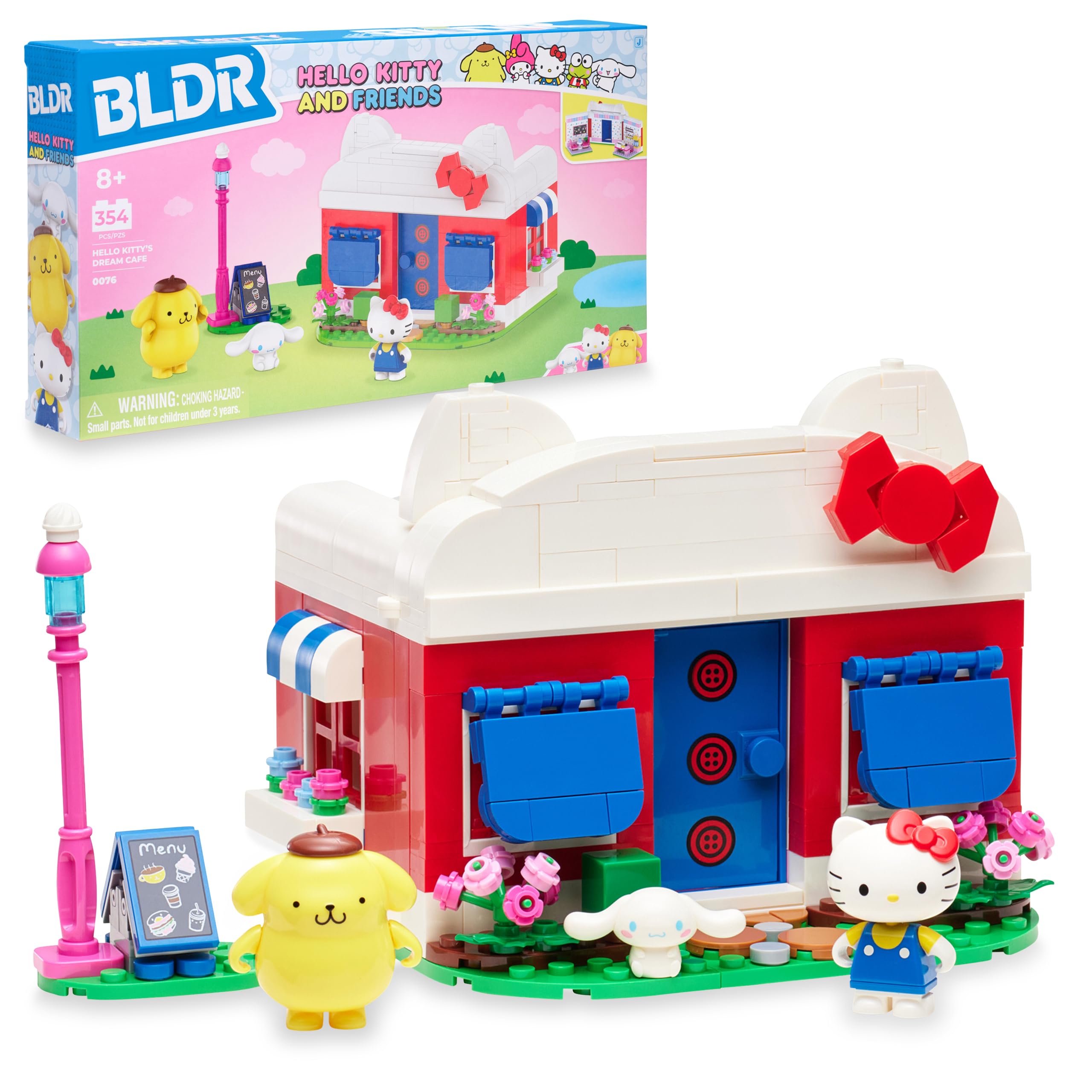 Hello Kitty and Friends, Hello Kitty’s Dream Cafe Building Set - Hello Kitty, Cinnamoroll, and Pompompurin Minifigures - Kids and Sanrio Fans Ages 8+, 0076
