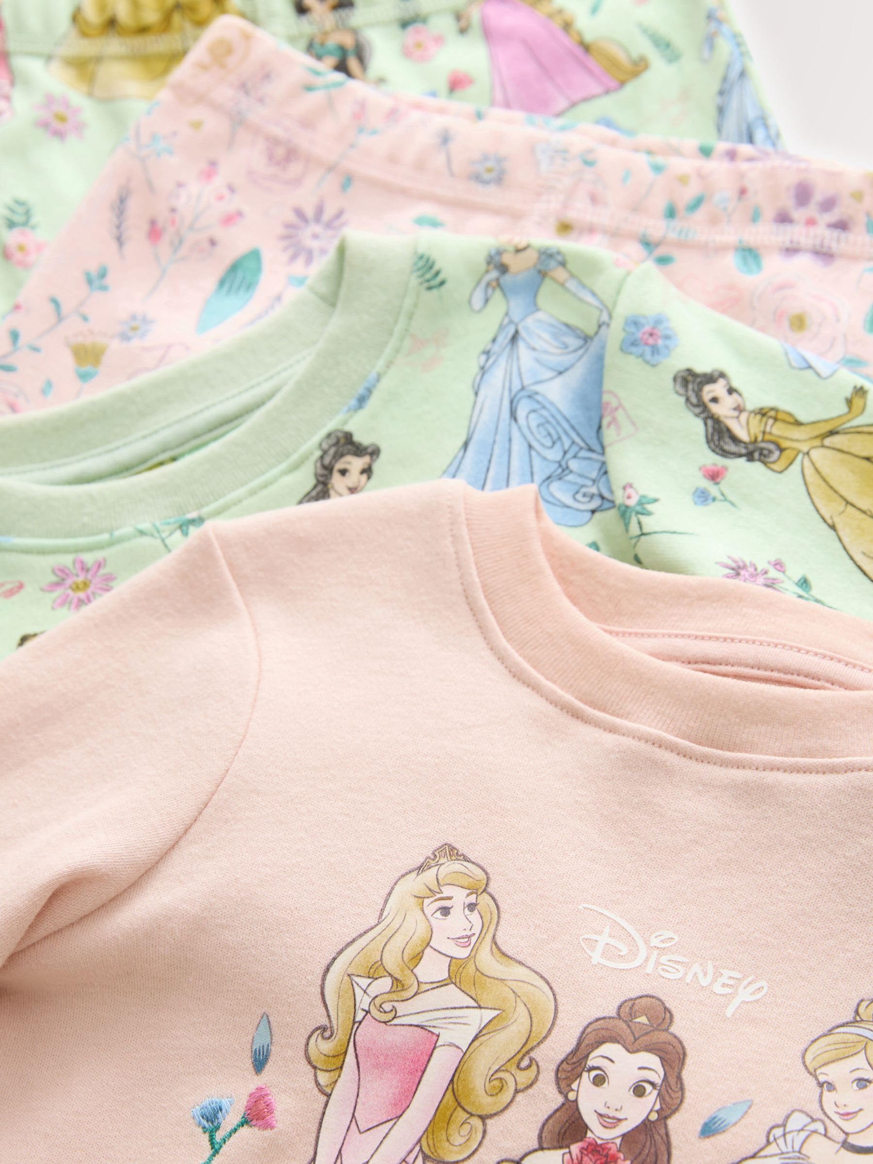 NEXT Ragazza Confezione da 2 Pigiami Comodi a Maniche Lunghe in 100% Cotone | Bambino, con principesse Disney, Standard, Mid Rise, Pull On