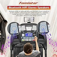 Vista 6 de Caminadora plegable de 4.5 HP, inclinación automática del 15 %, capacidad de 300 libras, con control de aplicación, Bluetooth estéreo, botón