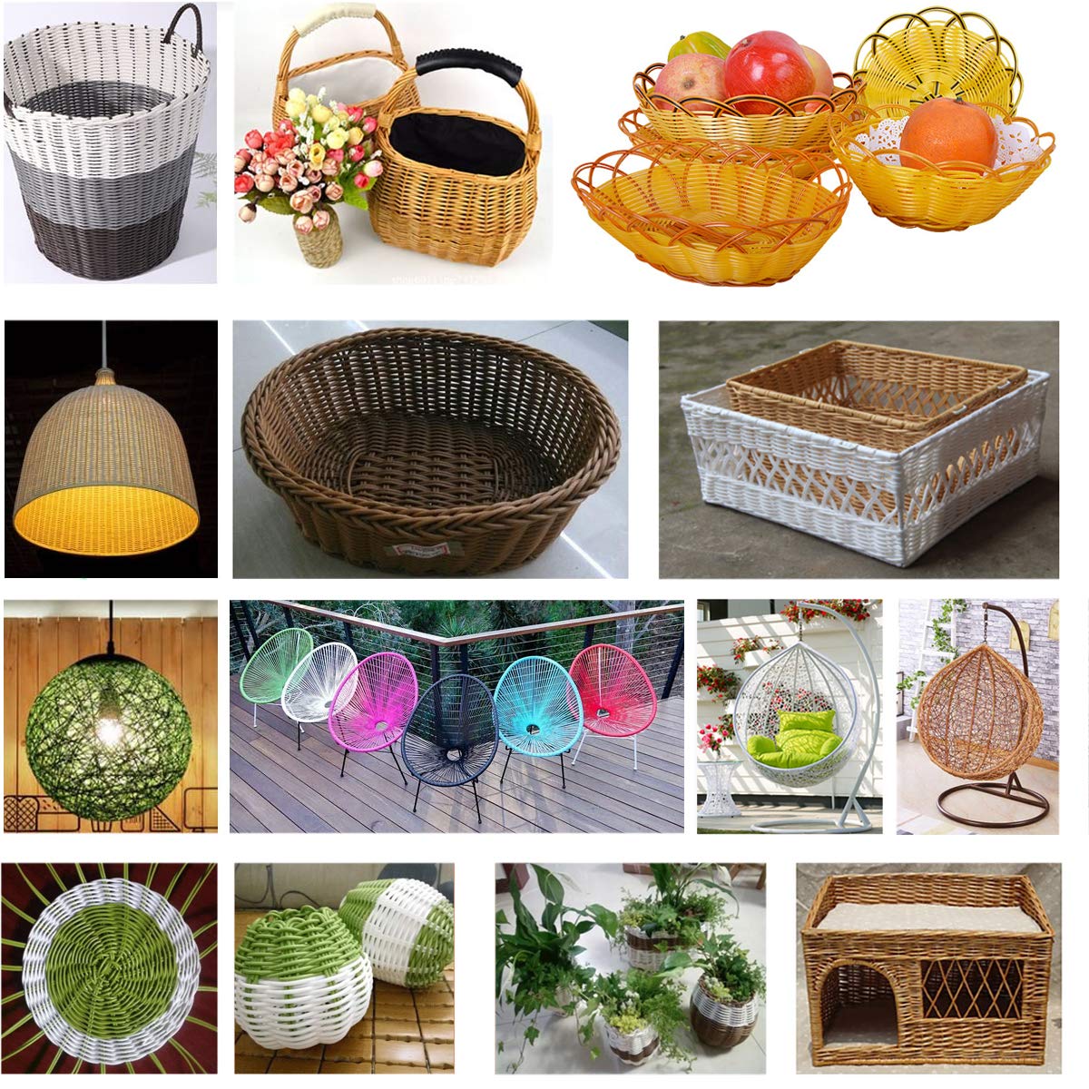 YebiO 500G (70M) Gradientowe Płaskie Tkanie Rattanu, Szerokość 8Mm Syntetyczny Rattan Naprawa Dzianina Materiał Plastikowy Rattan Dla Majsterkowiczów Handmadeniture Krzesło Kosz Stołowy/Wood Grain/3Mm